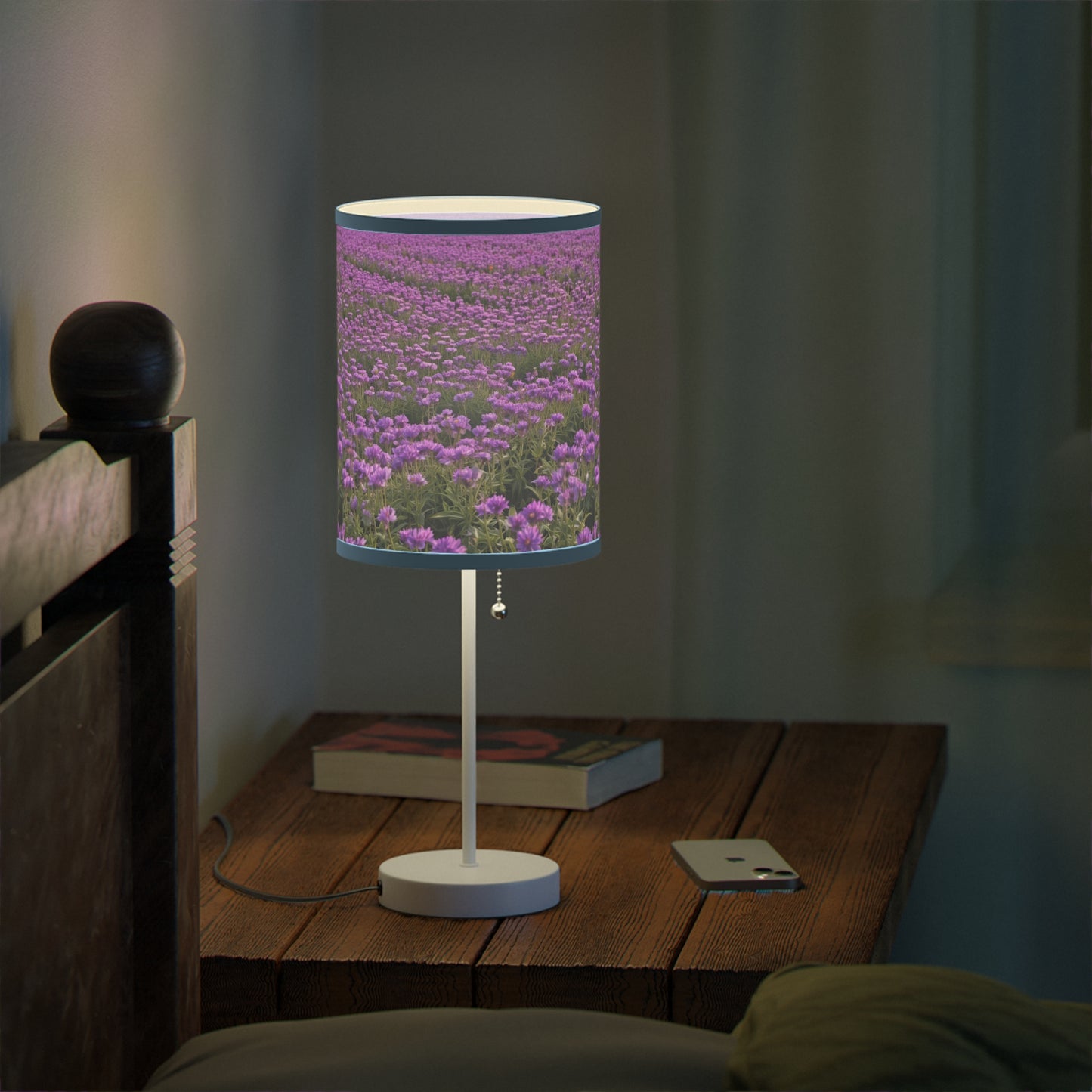 Purple Floral Table Lamp, Decorative Lighting, Home Decor, Bedroom Accessory, Gift for Her, Living Room Style