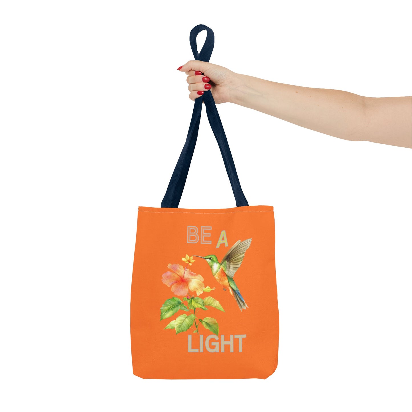 Floral Hummingbird Tote Bag - Be a Light, Eco-Friendly Shopping Bag, Summer Accessory, Gift for Nature Lovers, Inspirational Quote