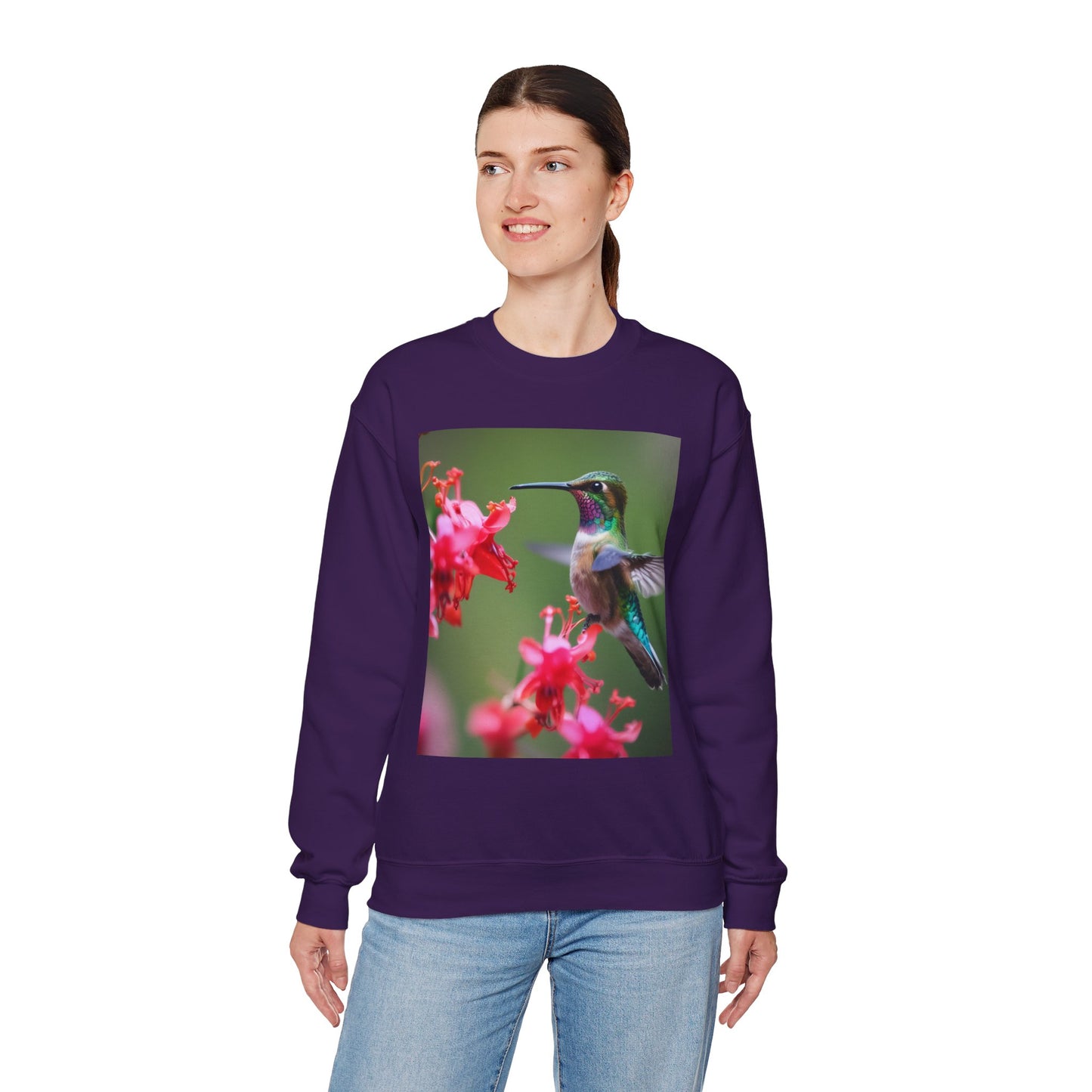 Fly free hummingbird & floral crewneck sweatshirt