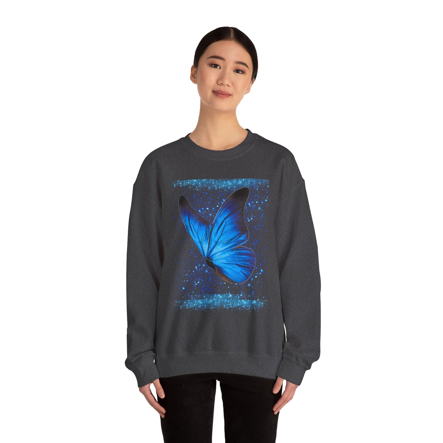 Sparkle Blue Butterfly Unisex Sweatshirt - Heavy Blend Crewneck