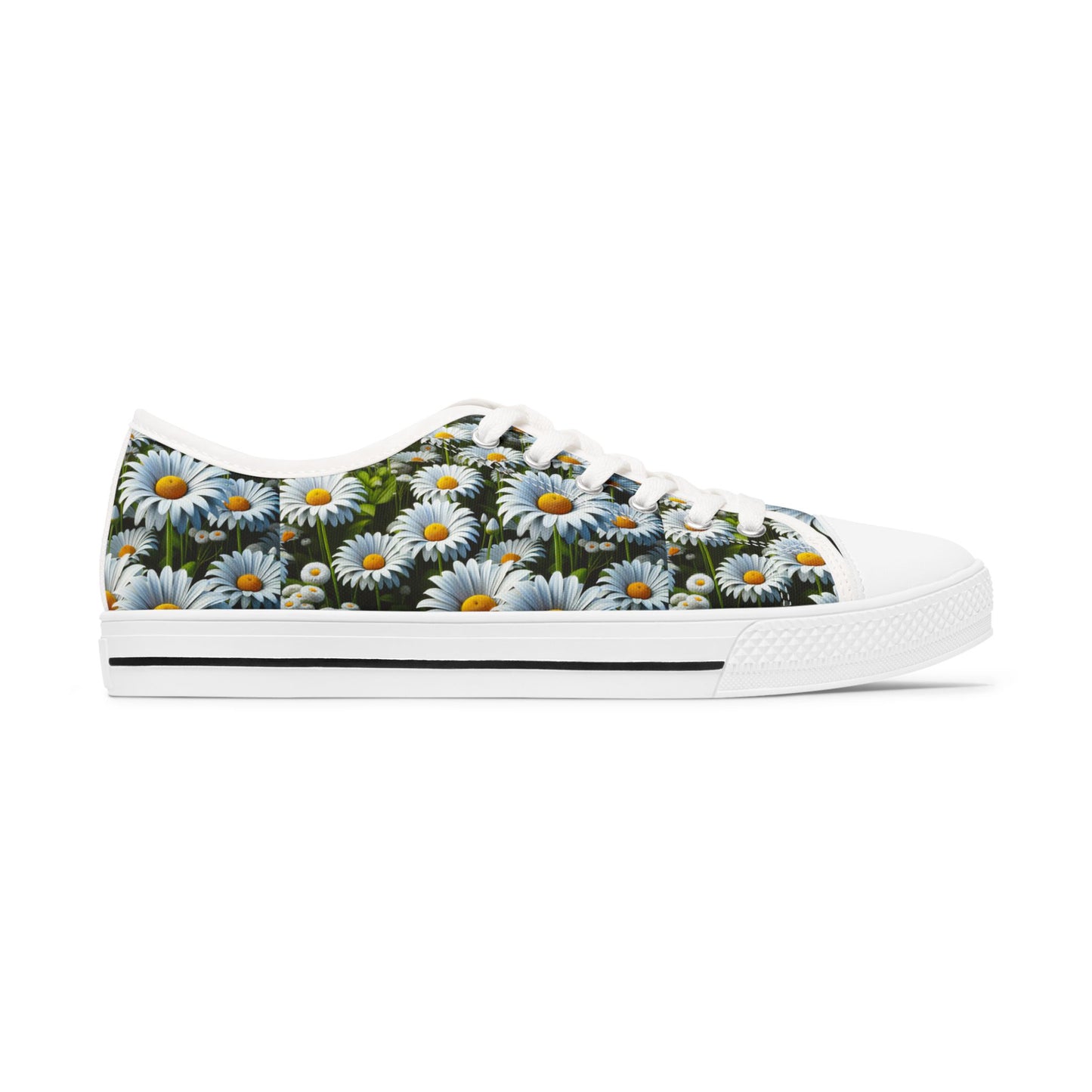 Floral Women's Low Top Sneakers - Daisy Print Casual Shoes