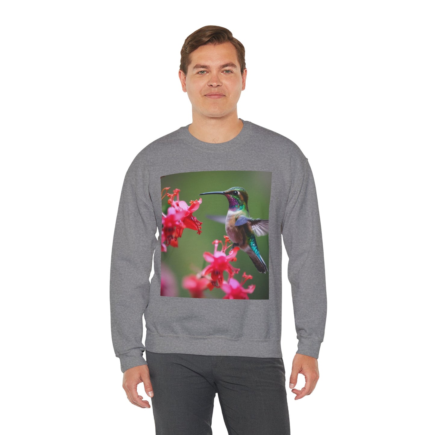 Fly free hummingbird & floral crewneck sweatshirt
