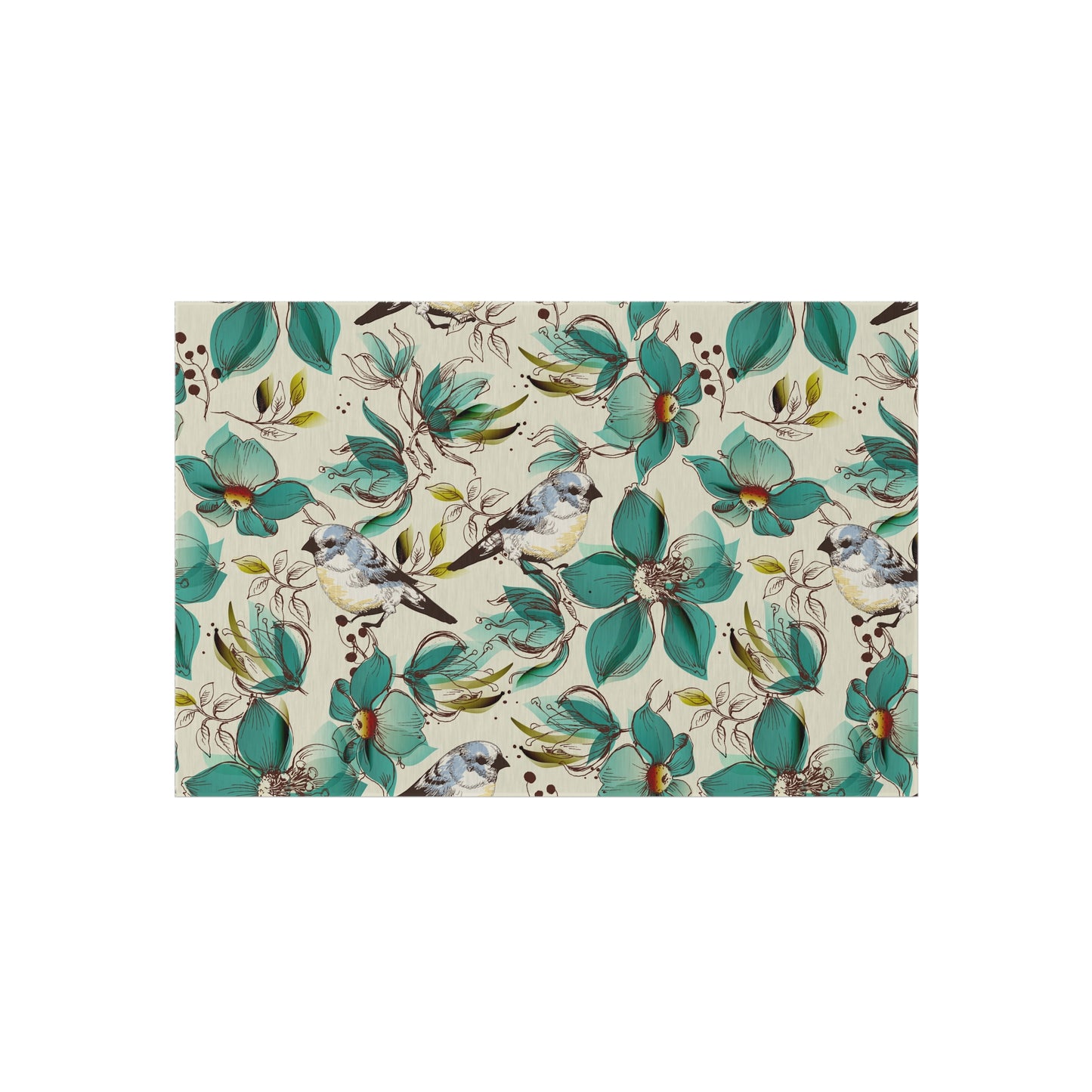 Floral Bird Outdoor Rug - Patio Decor for Spring and Summer