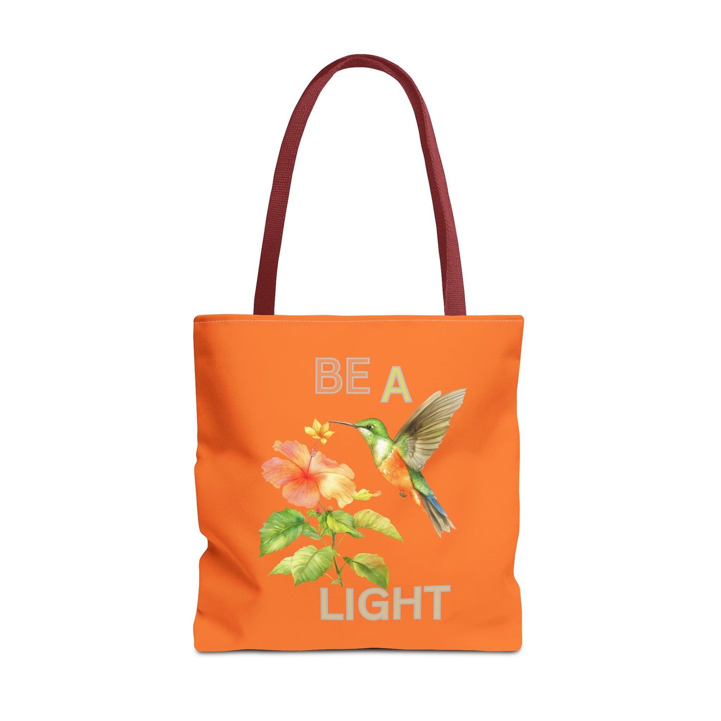 Floral Hummingbird Tote Bag - Be a Light, Eco-Friendly Shopping Bag, Summer Accessory, Gift for Nature Lovers, Inspirational Quote