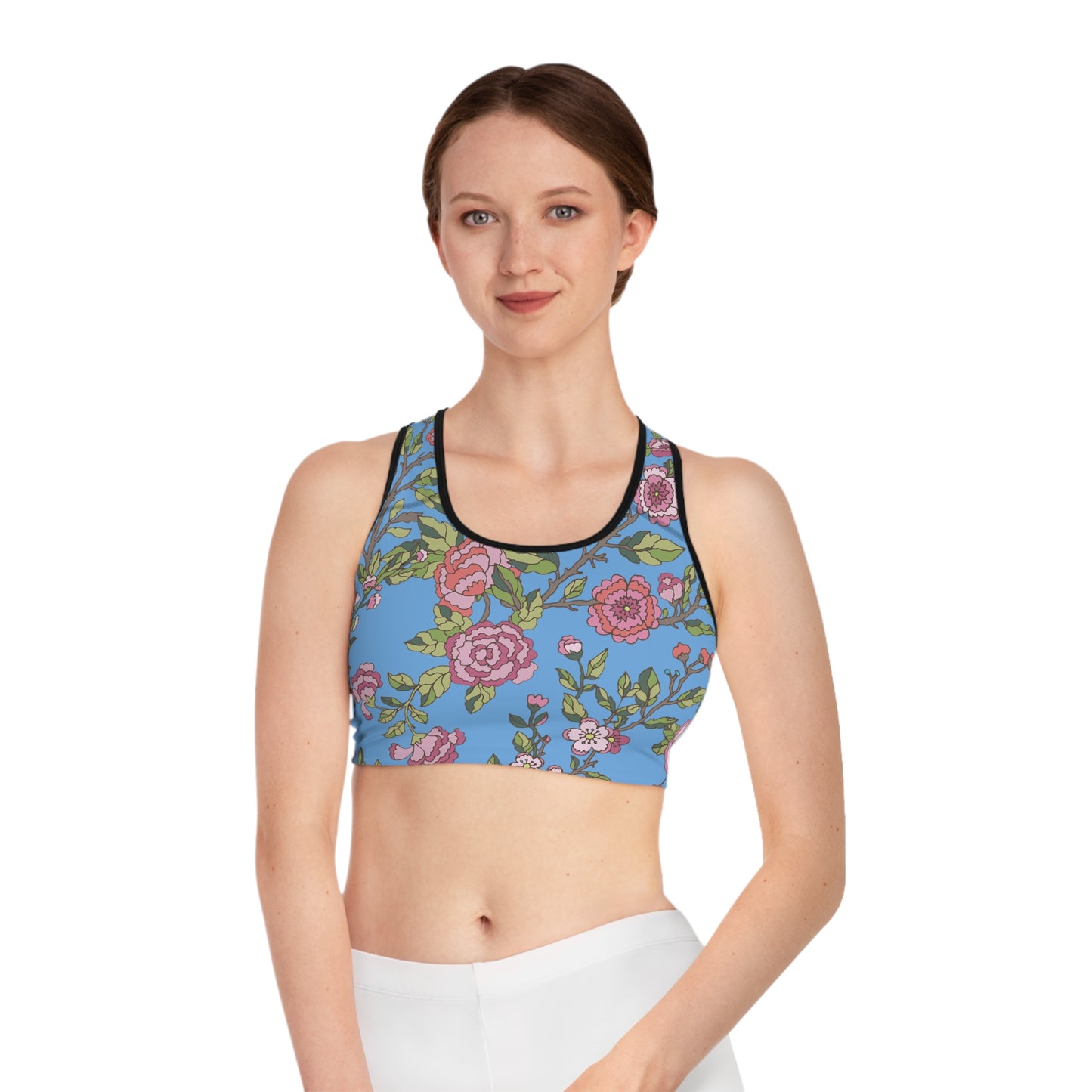 Floral Sports Bra - Stylish Activewear for Fitness, Yoga, Running, Gift for Her, Workout Gear, Summer Fashion