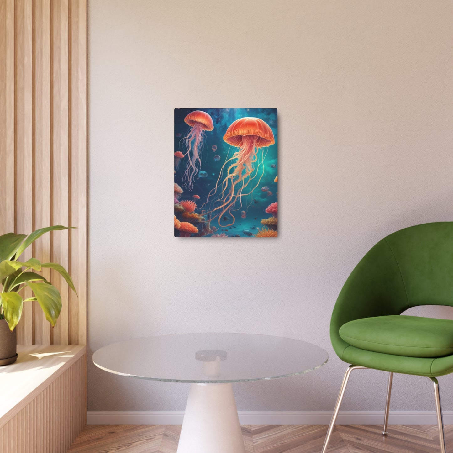 Metal Art Sign - Down in the Deep Jellyfish Design