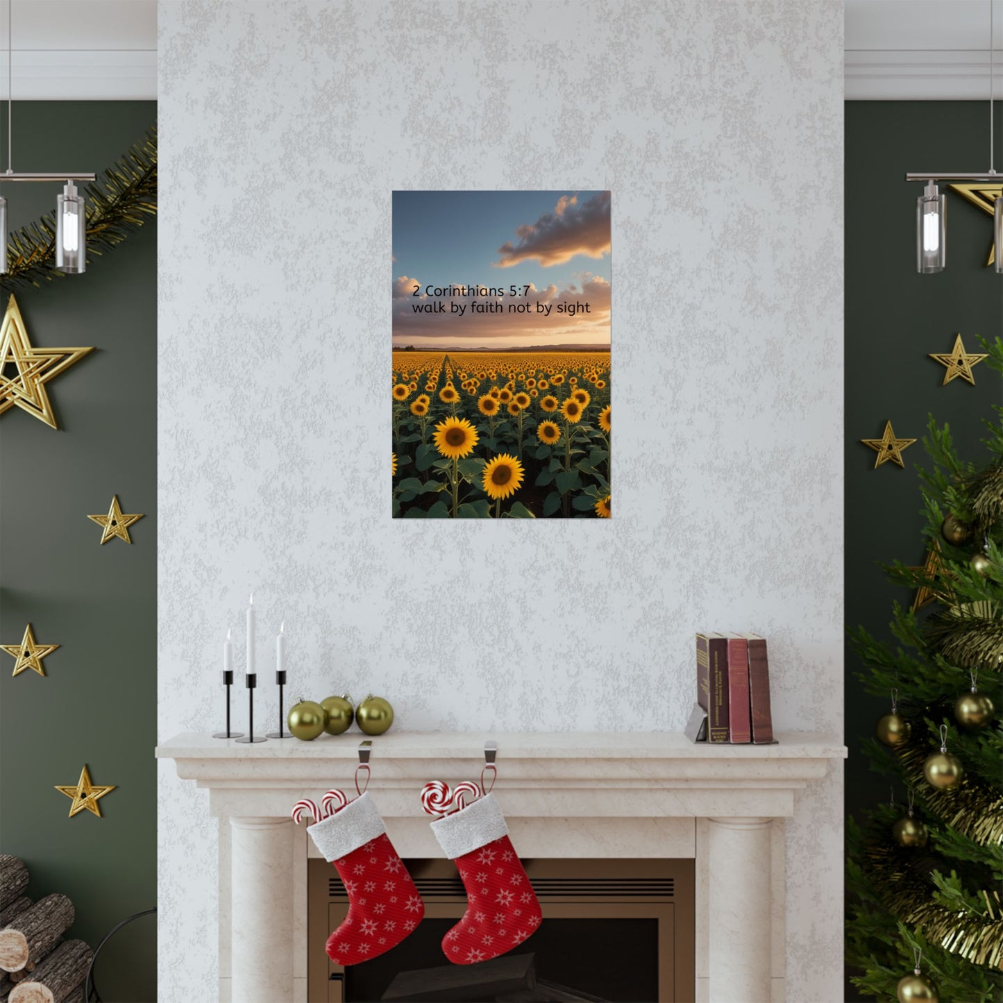 Inspiring Faith Wall Art, Sunflower Poster, Inspirational Home Decor, Christian Gift, Motivational Print