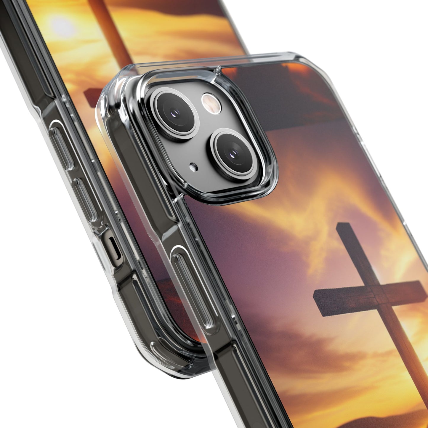 Sunset Cross Magnetic Clear Impact Case - Faith-Inspired Phone Protection