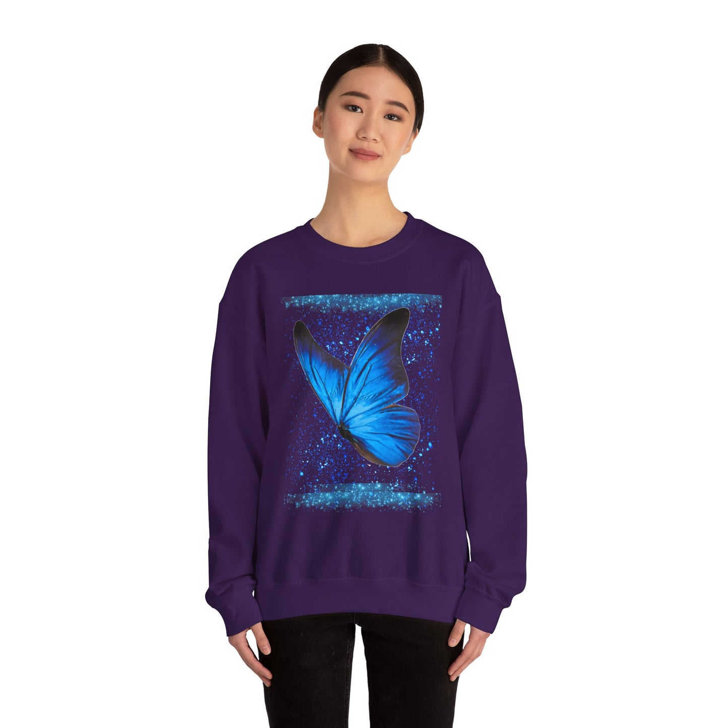 Sparkle Blue Butterfly Unisex Sweatshirt - Heavy Blend Crewneck