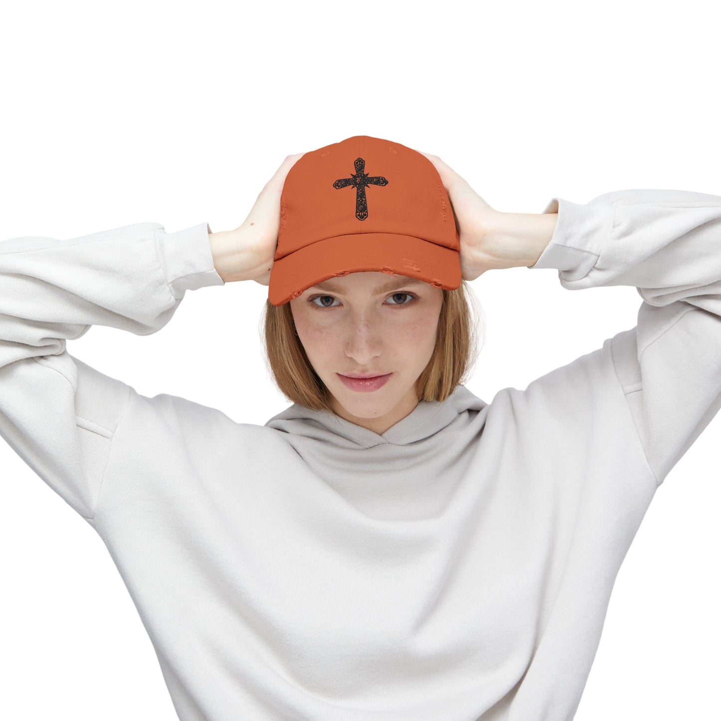 Unisex Distressed Cross Cap - Faith-Inspired Fashion Accessory