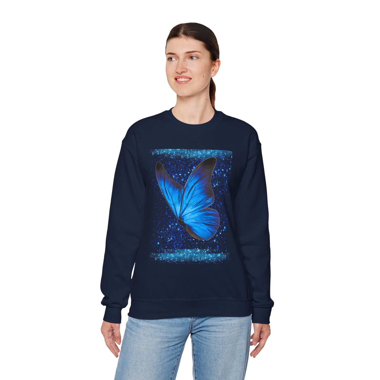 Sparkle Blue Butterfly Unisex Sweatshirt - Heavy Blend Crewneck