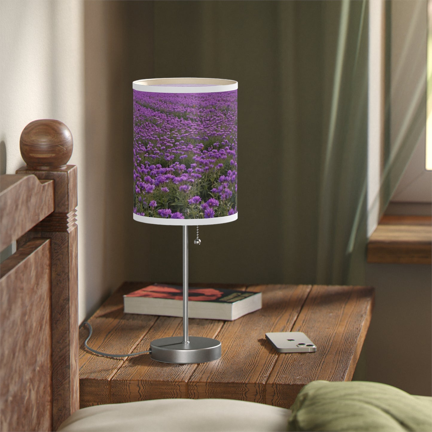 Purple Floral Table Lamp, Decorative Lighting, Home Decor, Bedroom Accessory, Gift for Her, Living Room Style