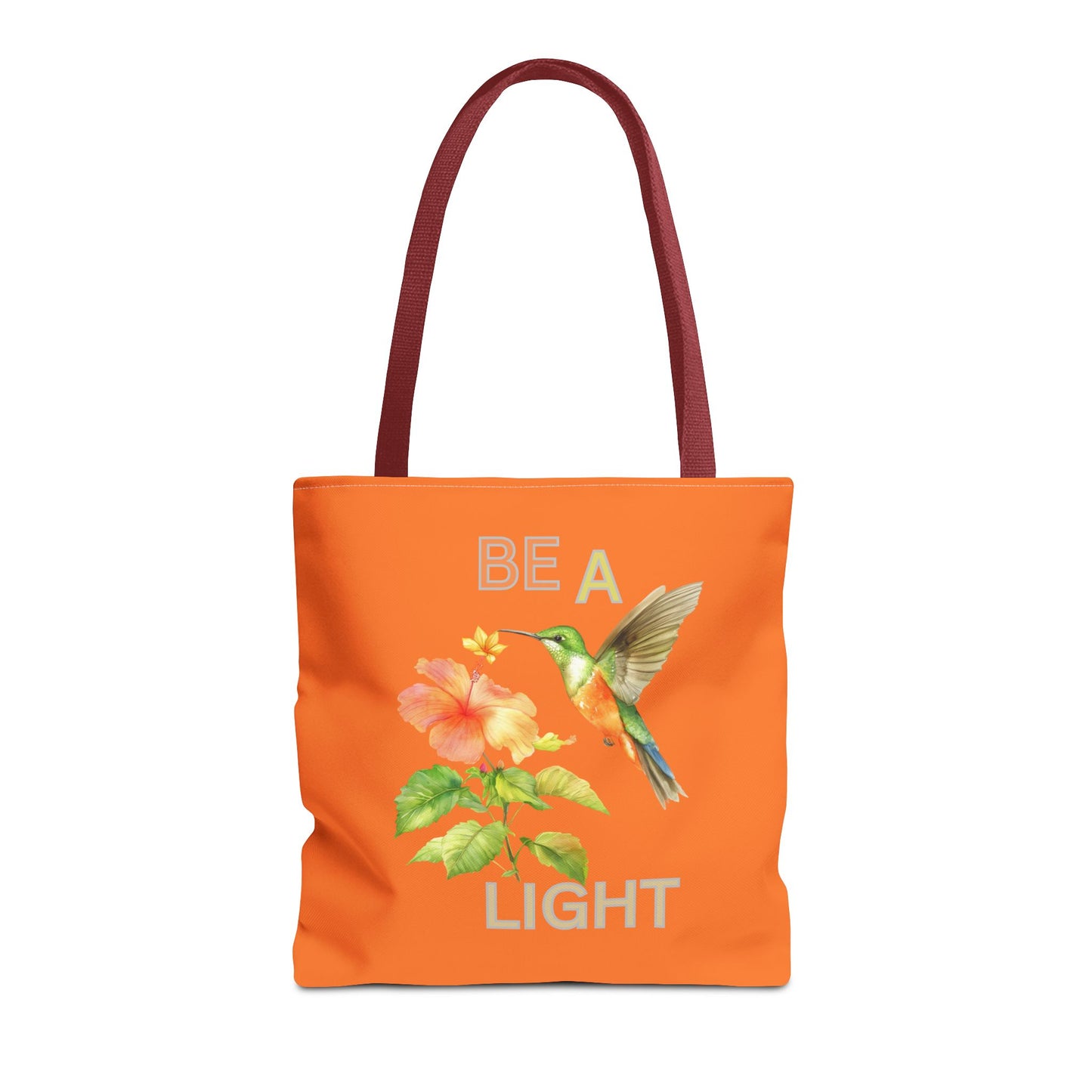 Floral Hummingbird Tote Bag - Be a Light, Eco-Friendly Shopping Bag, Summer Accessory, Gift for Nature Lovers, Inspirational Quote