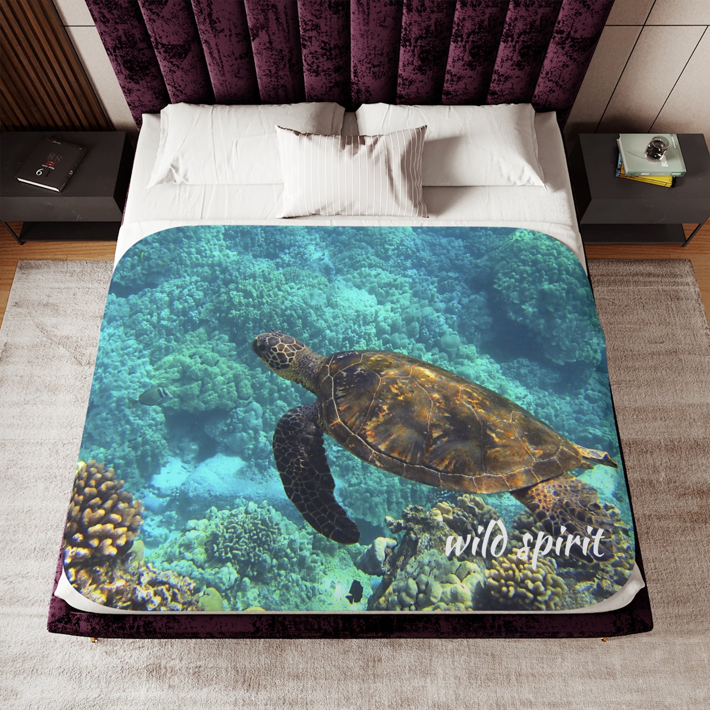 Sherpa Blanket, Sea Turtle Design