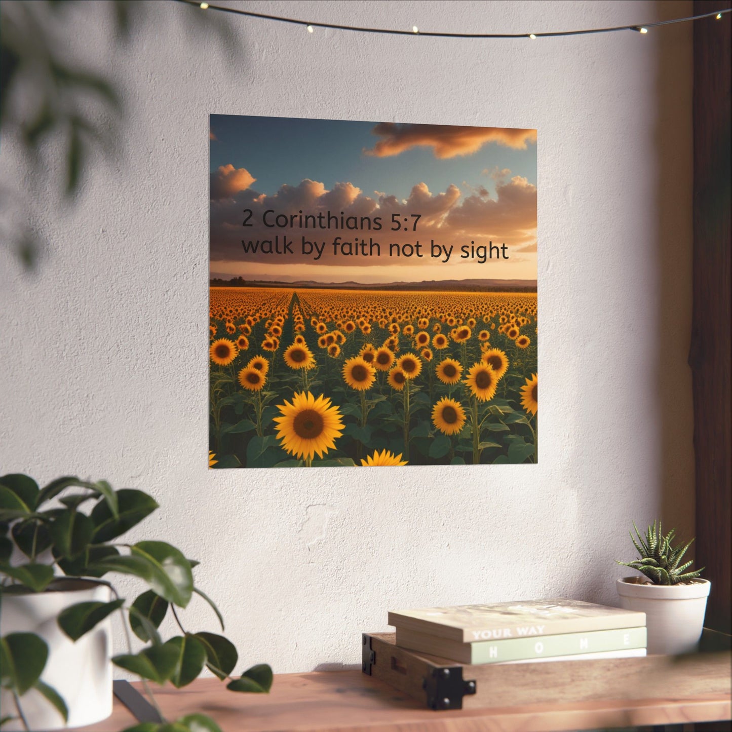 Inspiring Faith Wall Art, Sunflower Poster, Inspirational Home Decor, Christian Gift, Motivational Print