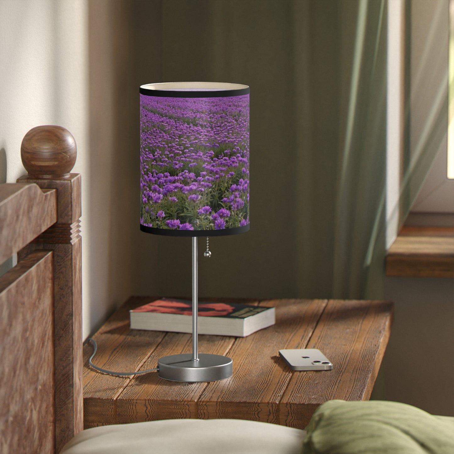 Purple Floral Table Lamp, Decorative Lighting, Home Decor, Bedroom Accessory, Gift for Her, Living Room Style