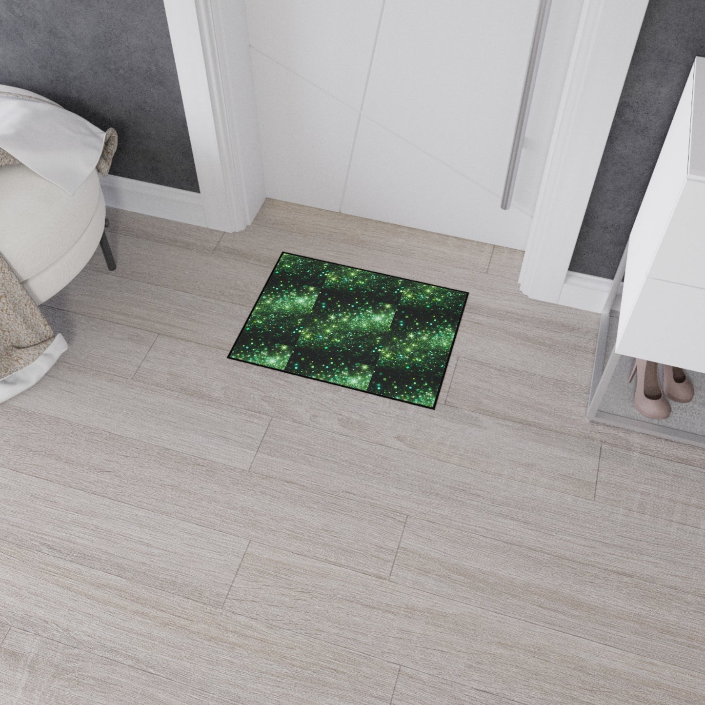 Heavy Duty Floor Mat - Textured Green Glam, Durable Entrance Rug, Eco-Friendly Home Decor, Kitchen and Office Flooring