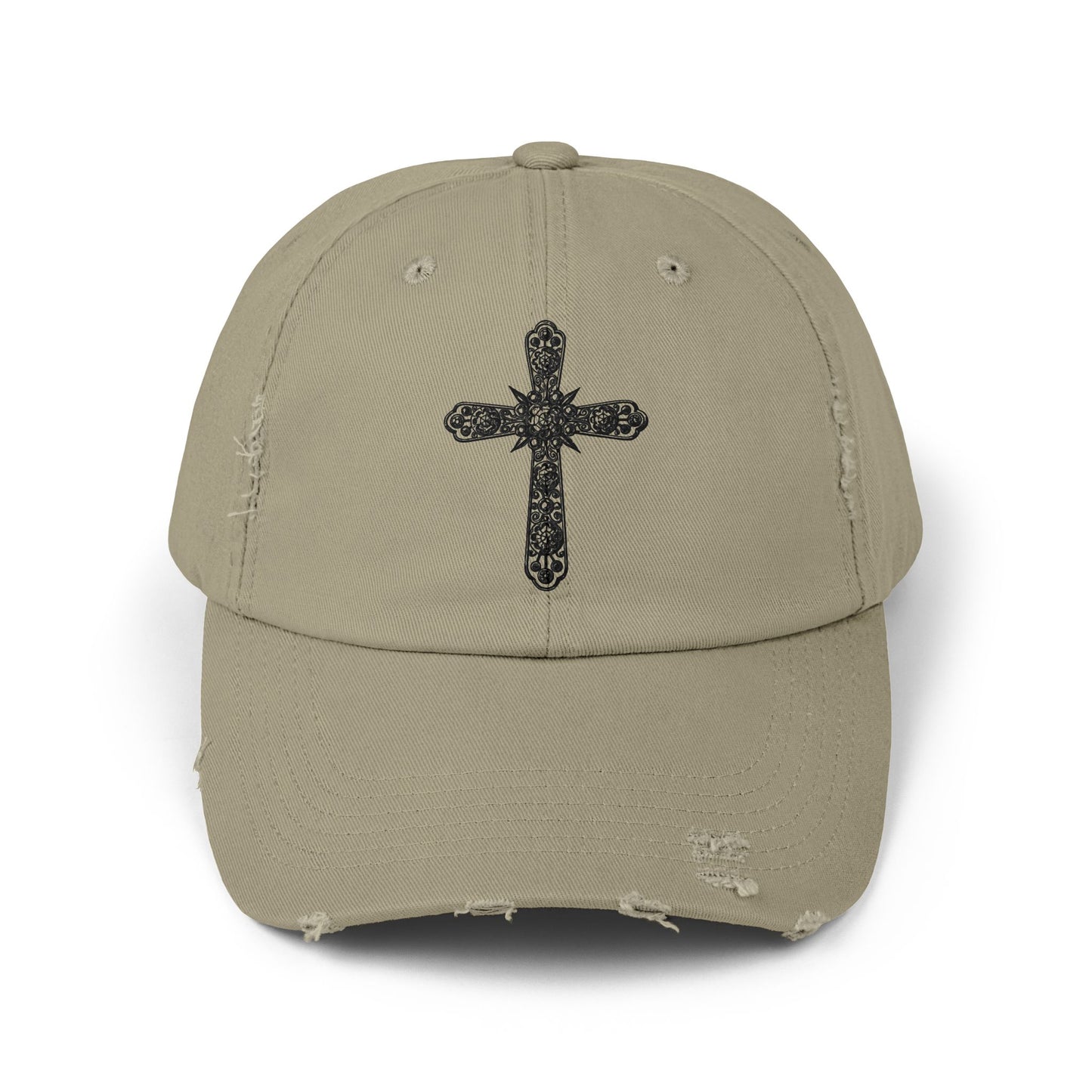 Unisex Distressed Cross Cap - Faith-Inspired Fashion Accessory