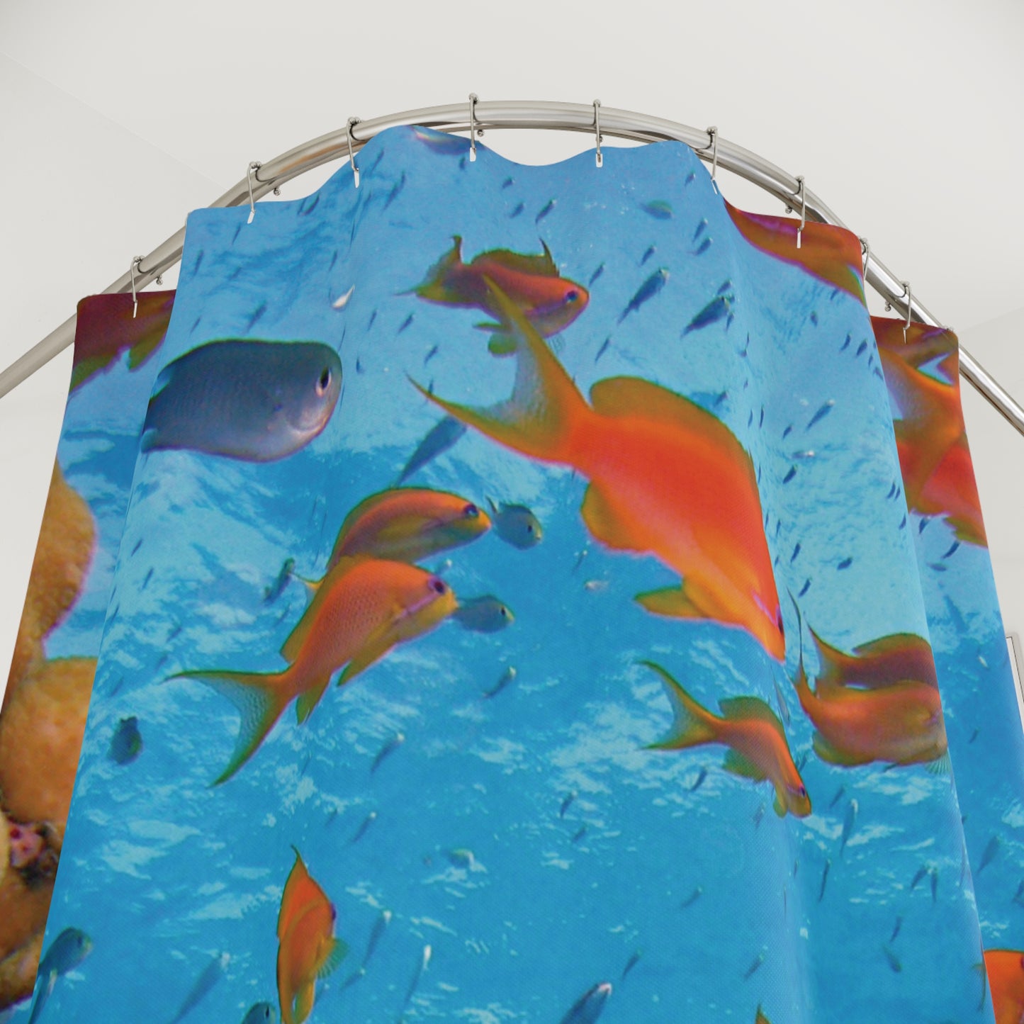 Vibrant Underwater Scene Shower Curtain - Colorful Fish Ocean Decor
