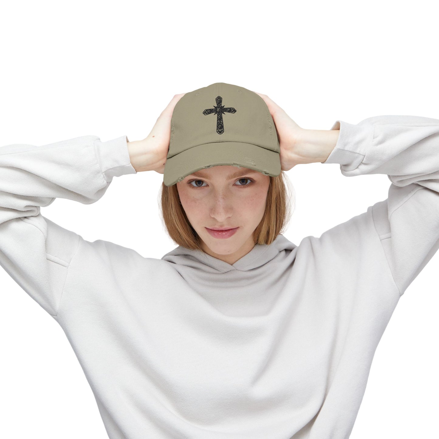 Unisex Distressed Cross Cap - Faith-Inspired Fashion Accessory
