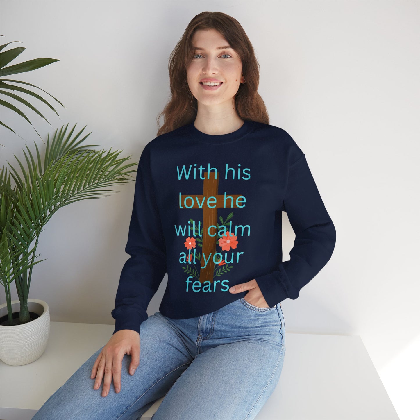 Christian Cross Floral Unisex Sweatshirt