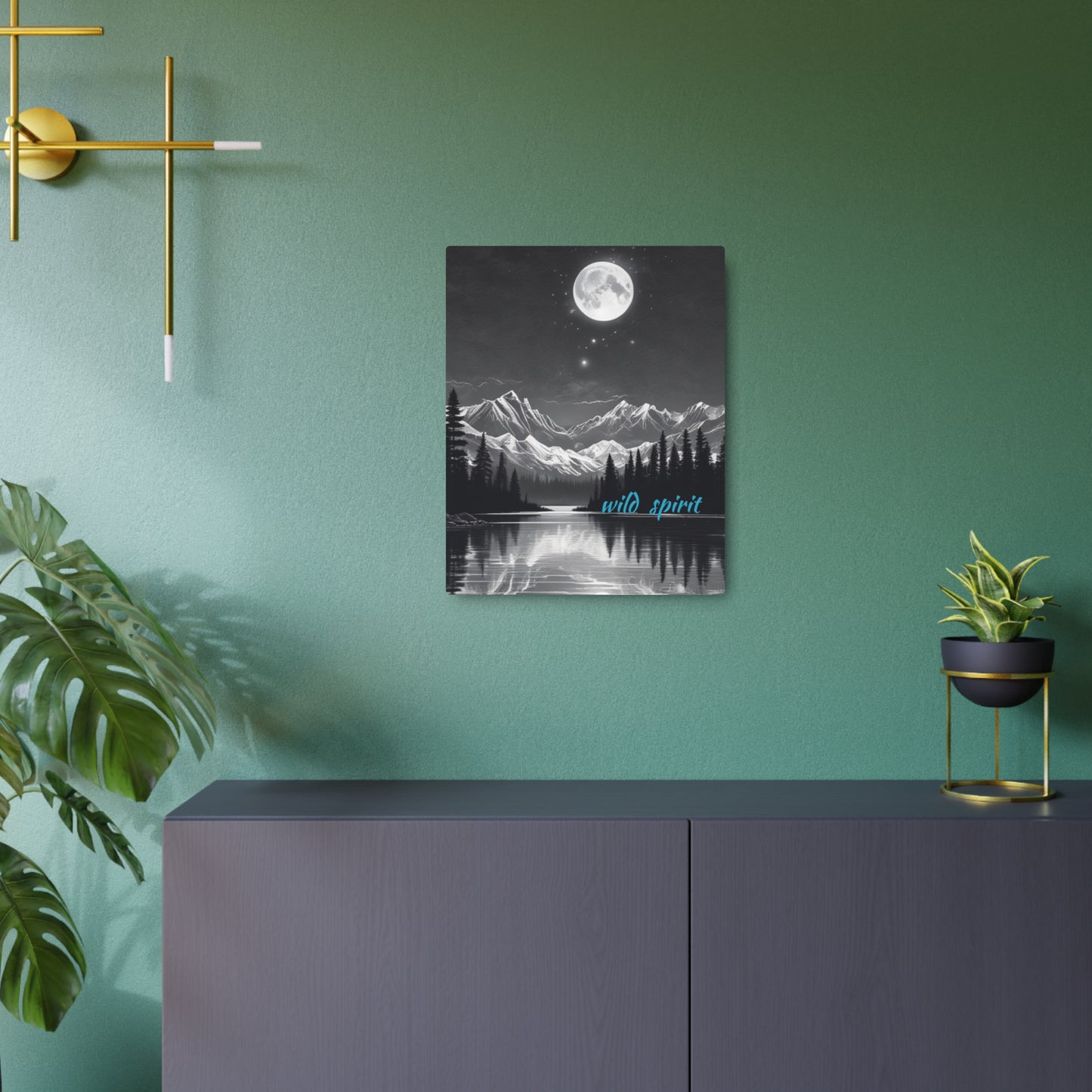 Metal Art Sign Moon and Stars Reflection Design