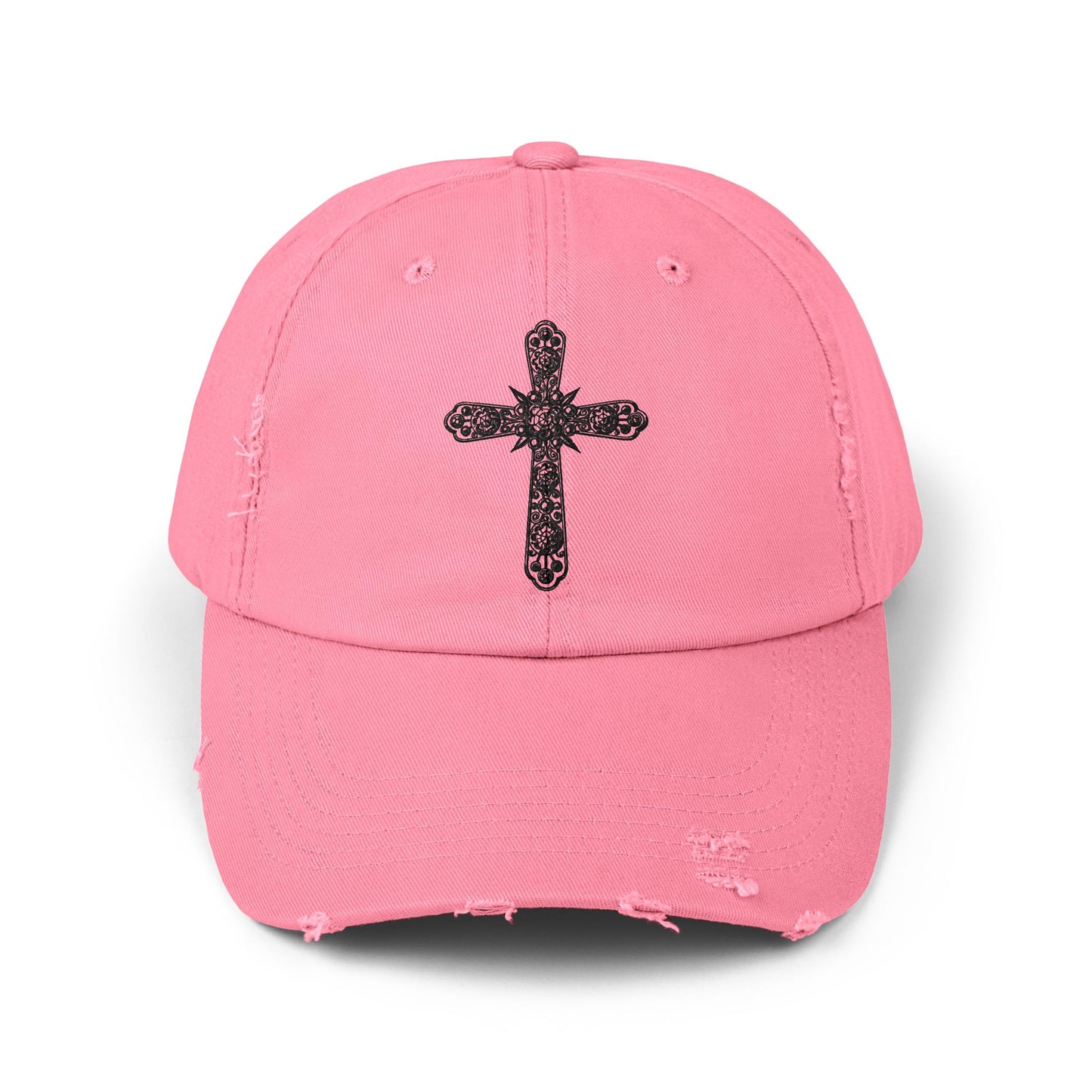 Unisex Distressed Cross Cap - Faith-Inspired Fashion Accessory