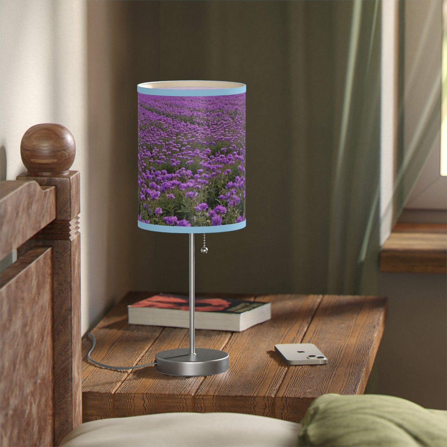Purple Floral Table Lamp, Decorative Lighting, Home Decor, Bedroom Accessory, Gift for Her, Living Room Style