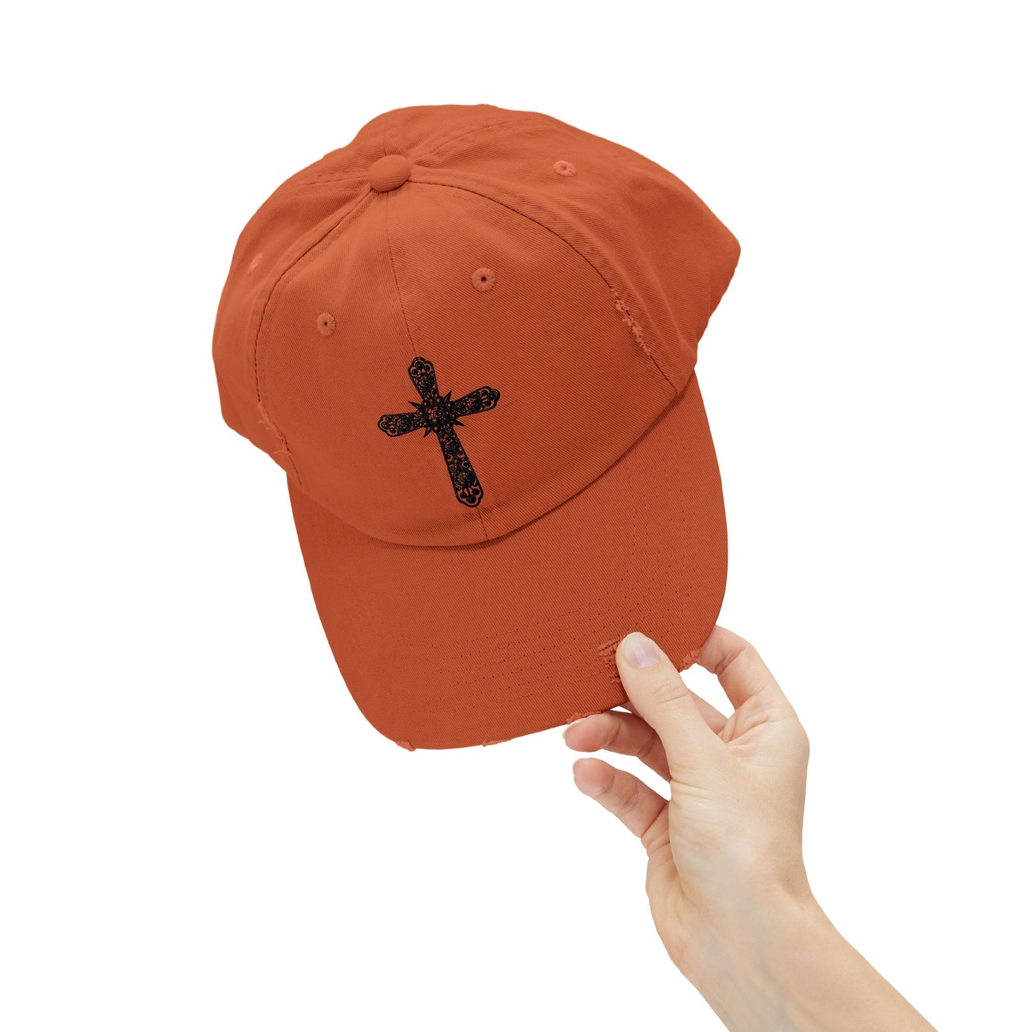 Unisex Distressed Cross Cap - Faith-Inspired Fashion Accessory