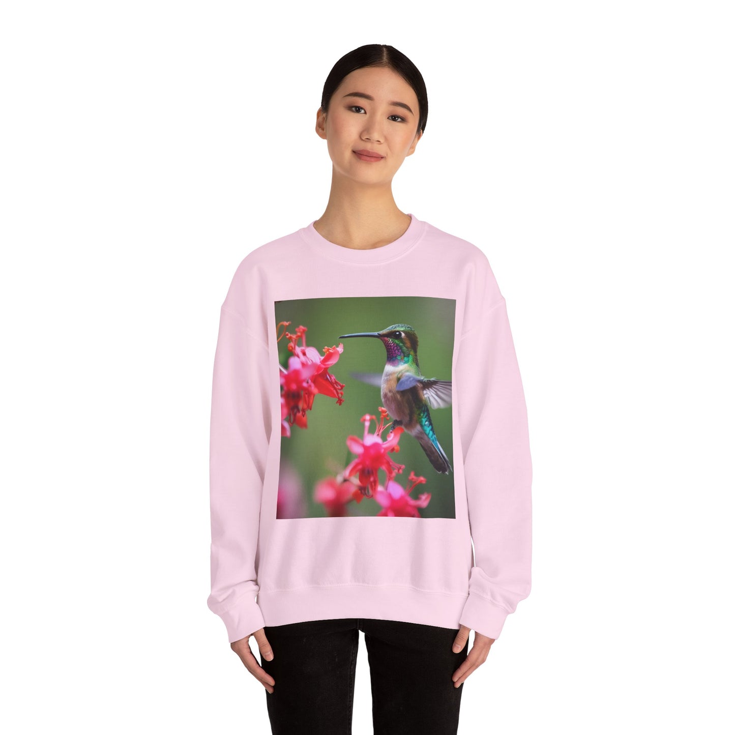 Fly free hummingbird & floral crewneck sweatshirt