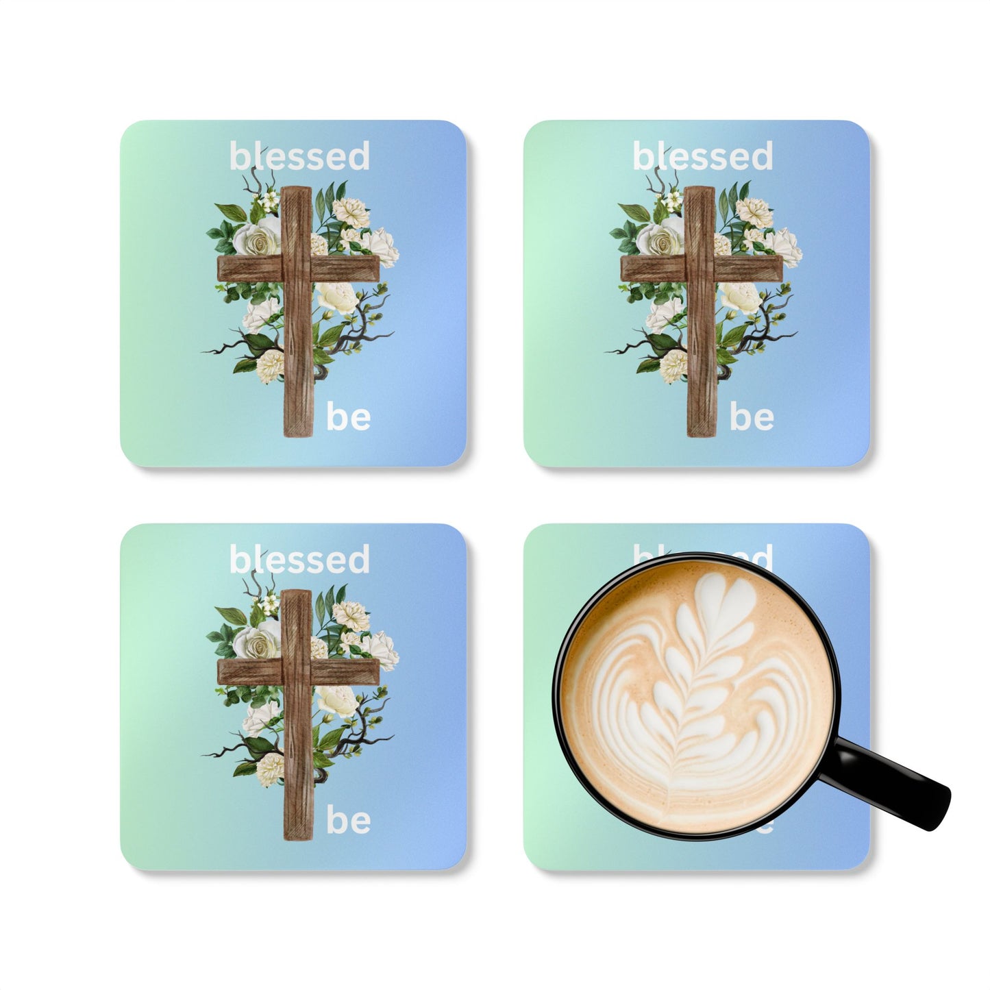 Blessed Be Corkwood Coaster Set - Spiritual Home Decor