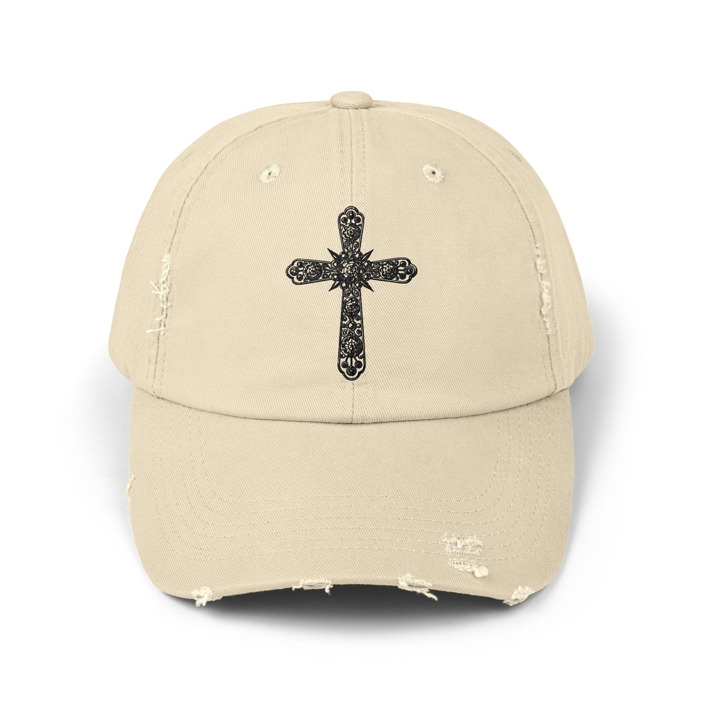 Unisex Distressed Cross Cap - Faith-Inspired Fashion Accessory