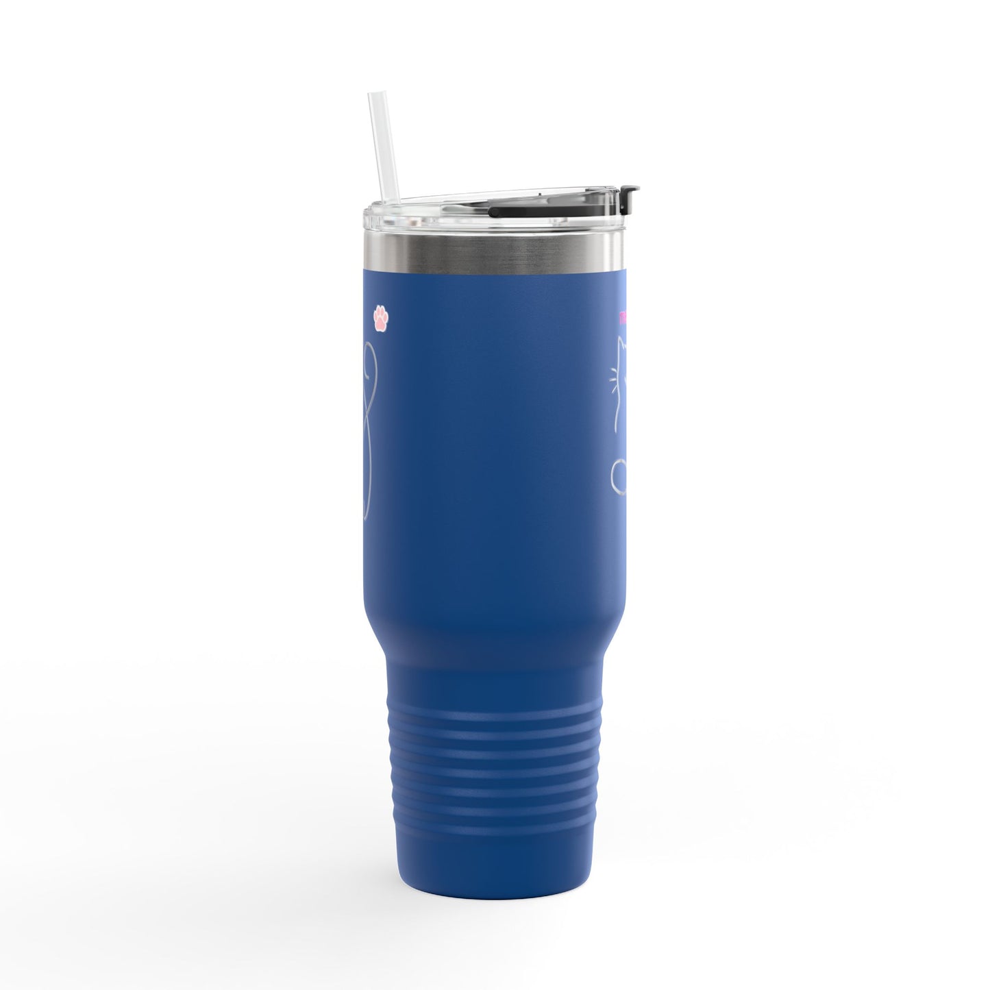 Cute Cat Insulated Travel Mug - 40oz Meow Design for Coffee Lovers