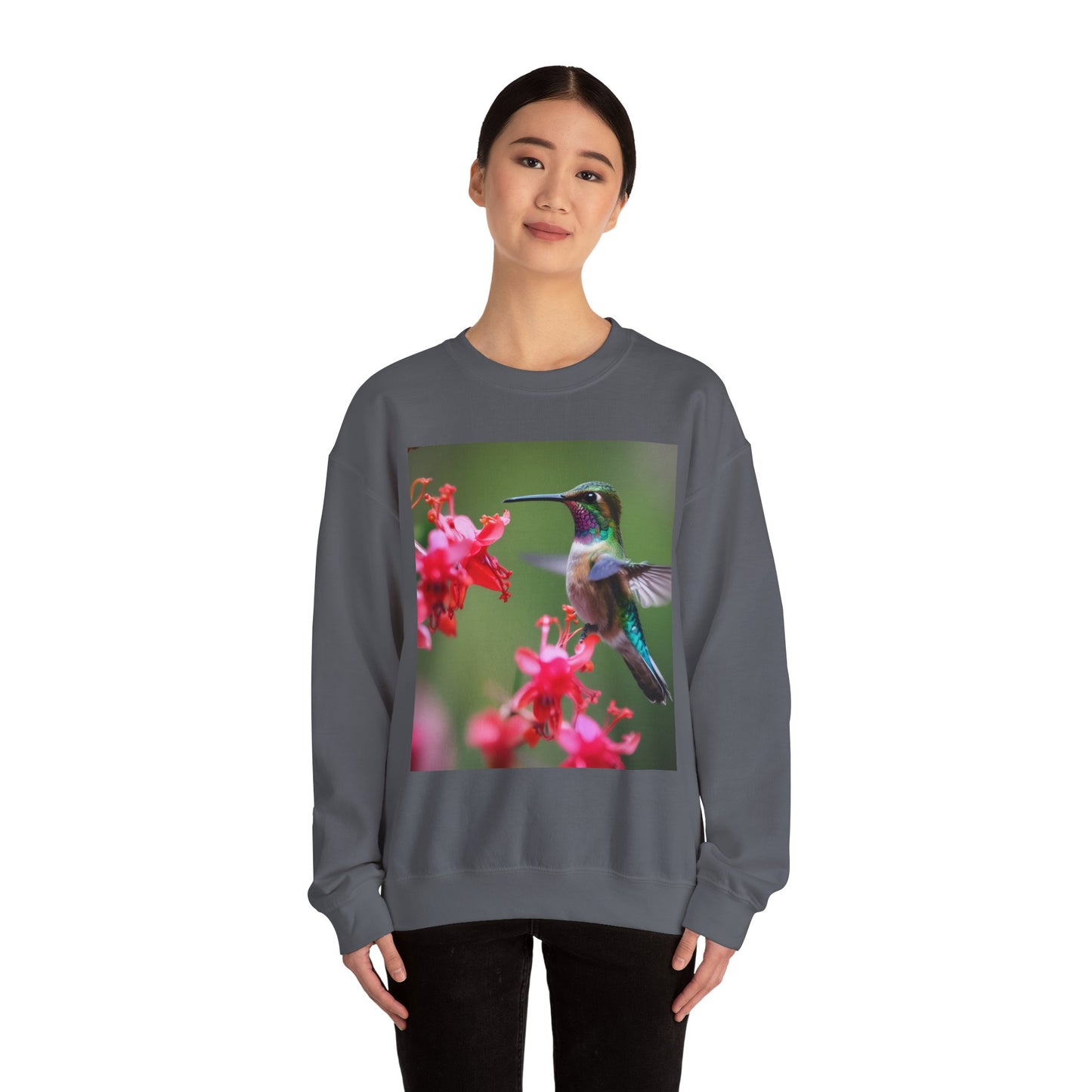 Fly free hummingbird & floral crewneck sweatshirt