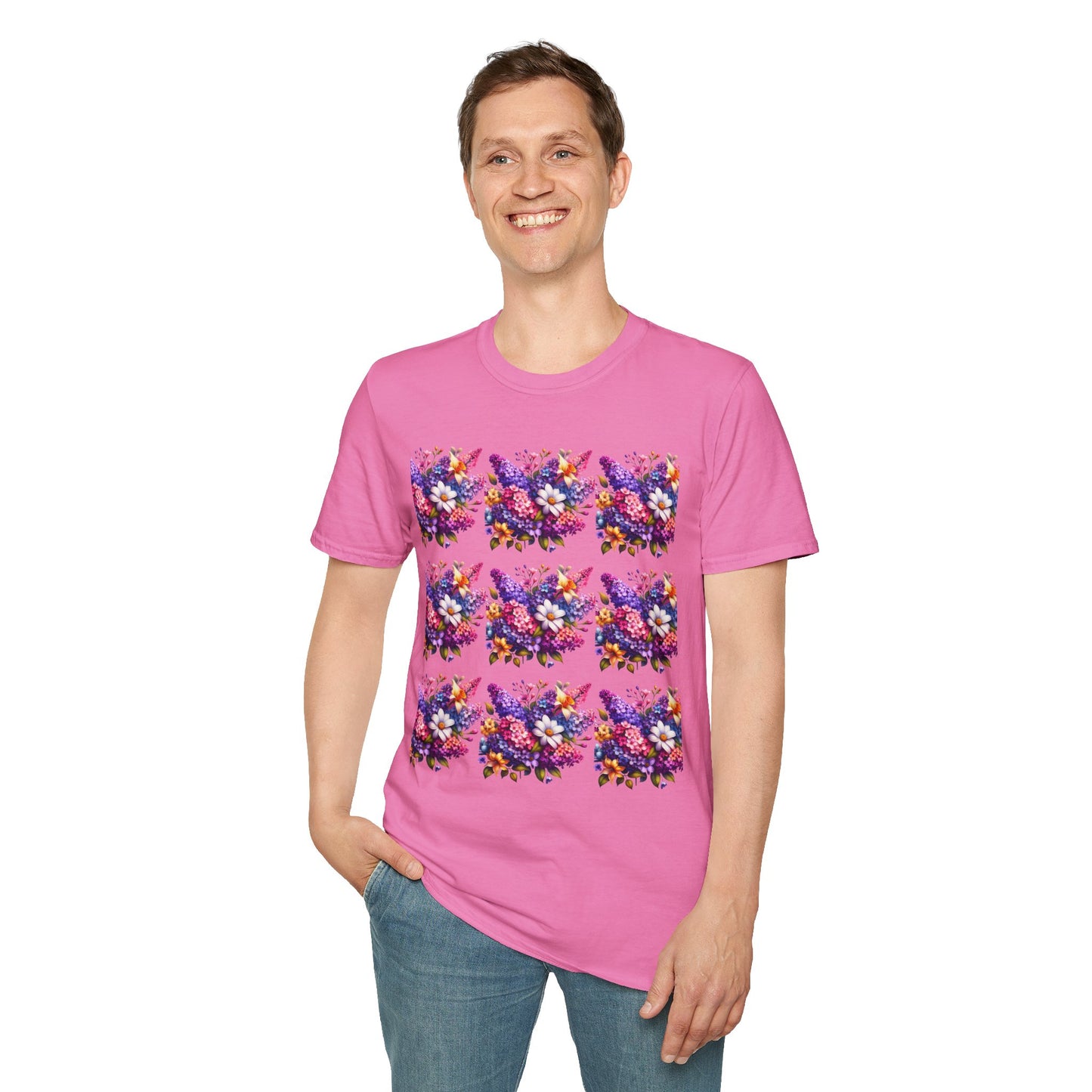 Floral Pattern Unisex Softstyle T-Shirt - Vibrant Spring Design