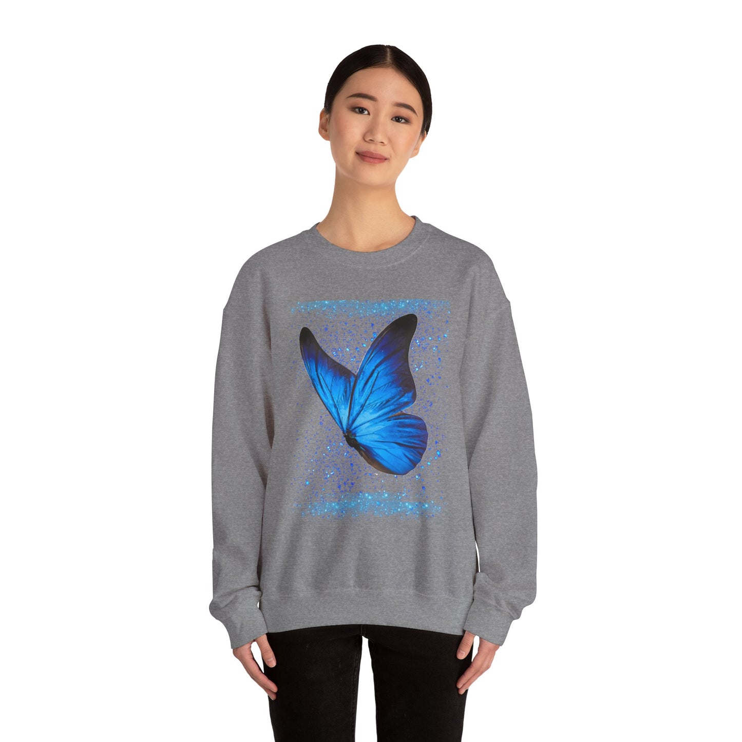 Sparkle Blue Butterfly Unisex Sweatshirt - Heavy Blend Crewneck