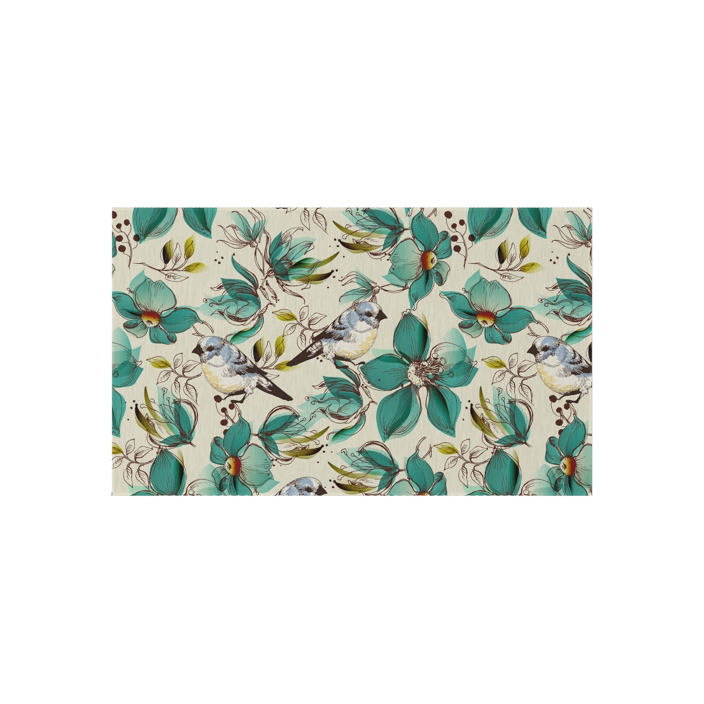 Floral Bird Outdoor Rug - Patio Decor for Spring and Summer