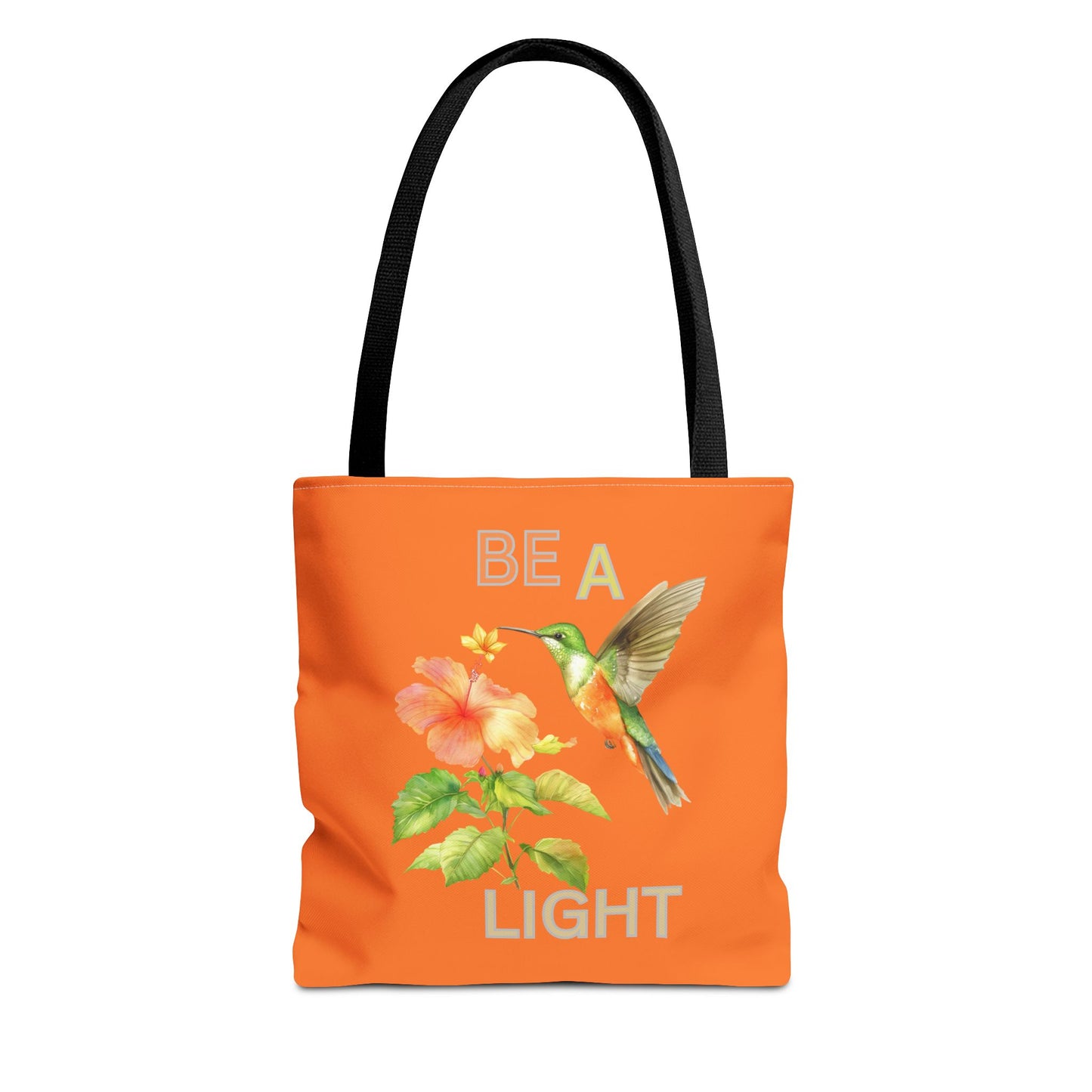 Floral Hummingbird Tote Bag - Be a Light, Eco-Friendly Shopping Bag, Summer Accessory, Gift for Nature Lovers, Inspirational Quote