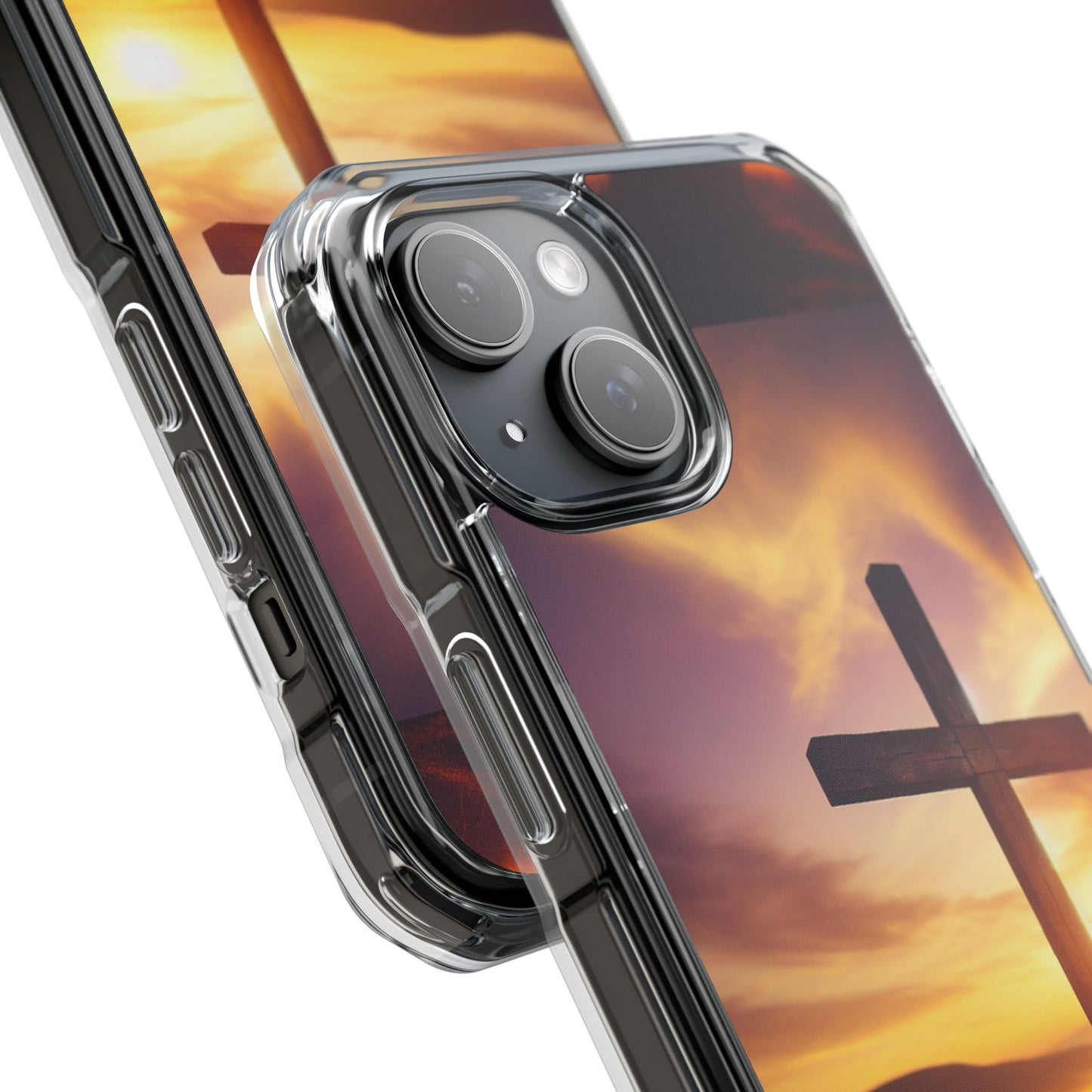 Sunset Cross Magnetic Clear Impact Case - Faith-Inspired Phone Protection