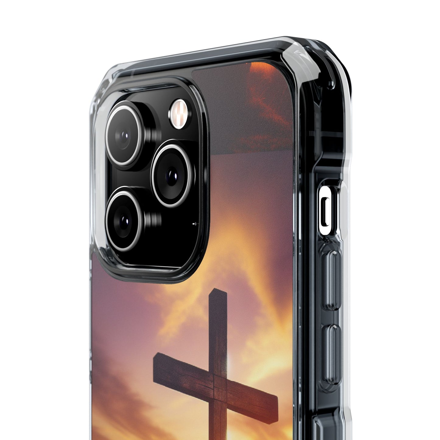Sunset Cross Magnetic Clear Impact Case - Faith-Inspired Phone Protection