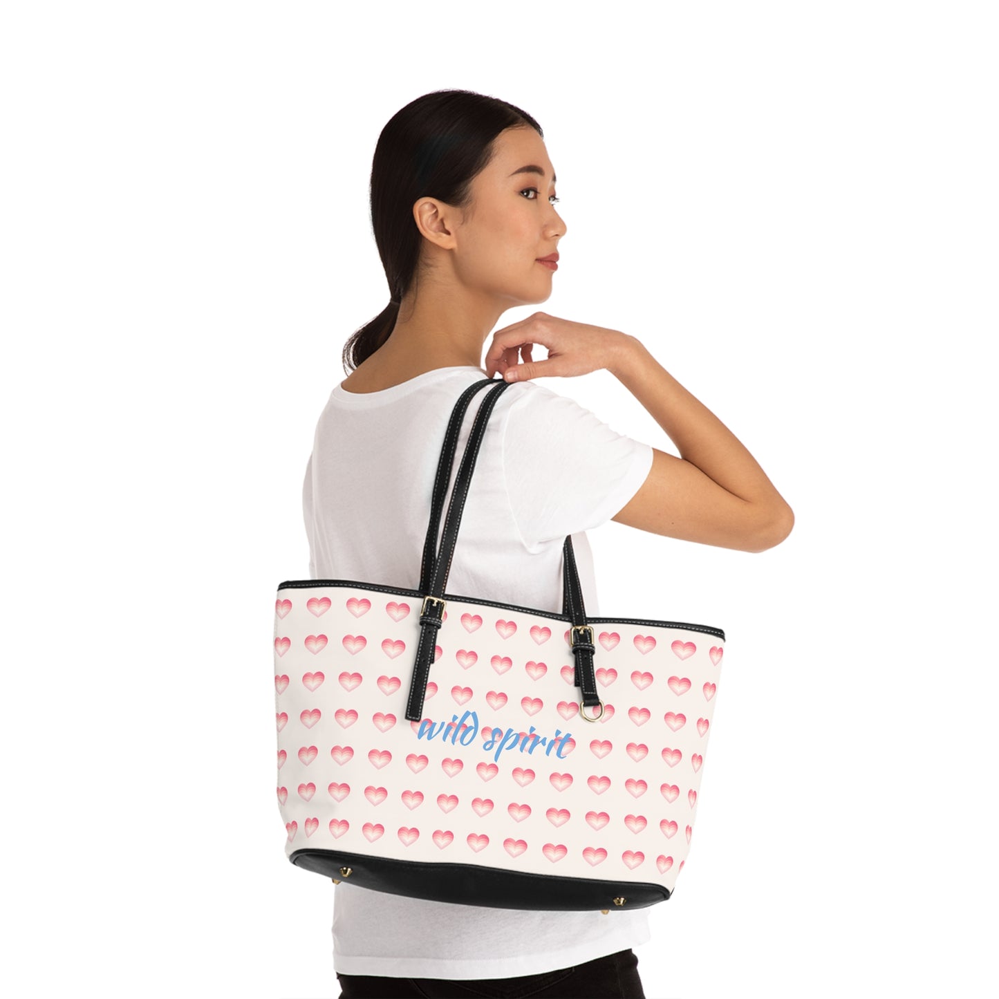 Wild Spirit PU Leather Shoulder Bag with Heart Design - Stylish Tote for Everyday Use
