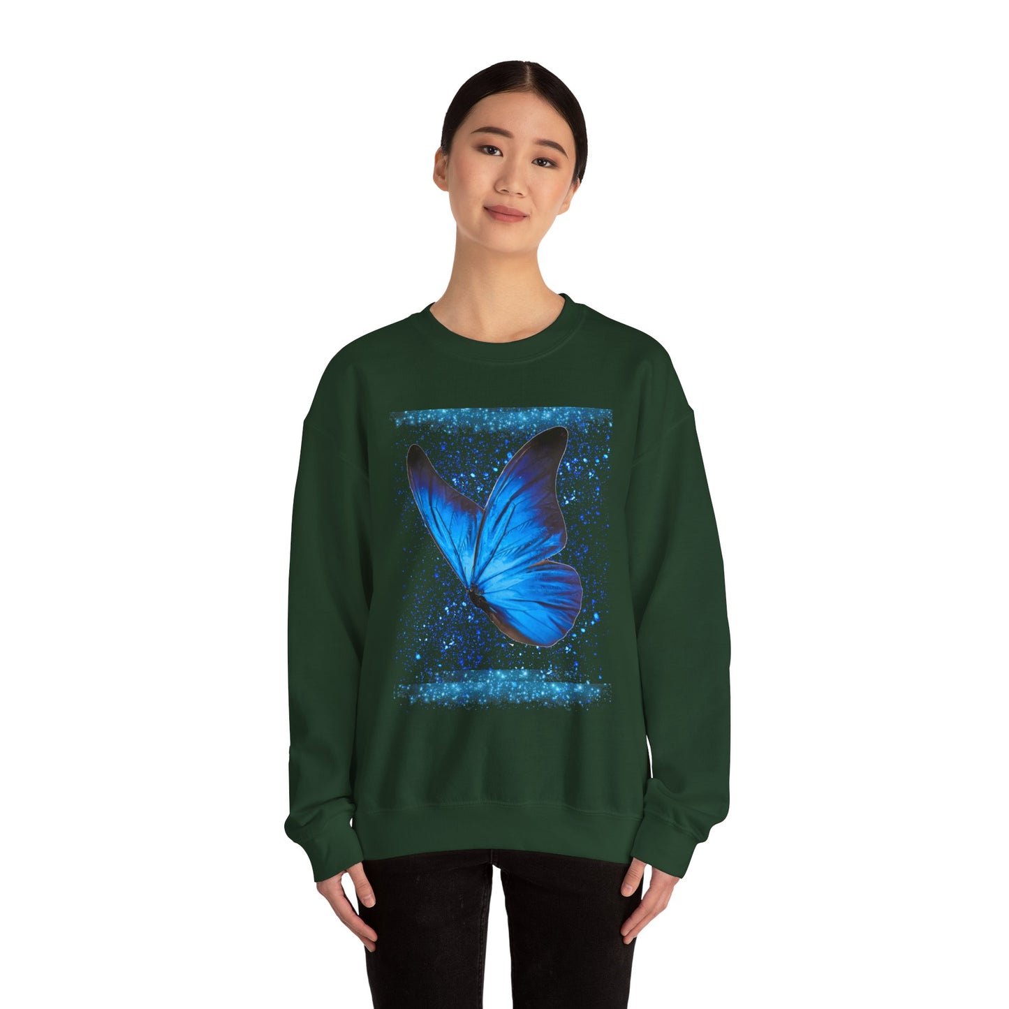 Sparkle Blue Butterfly Unisex Sweatshirt - Heavy Blend Crewneck
