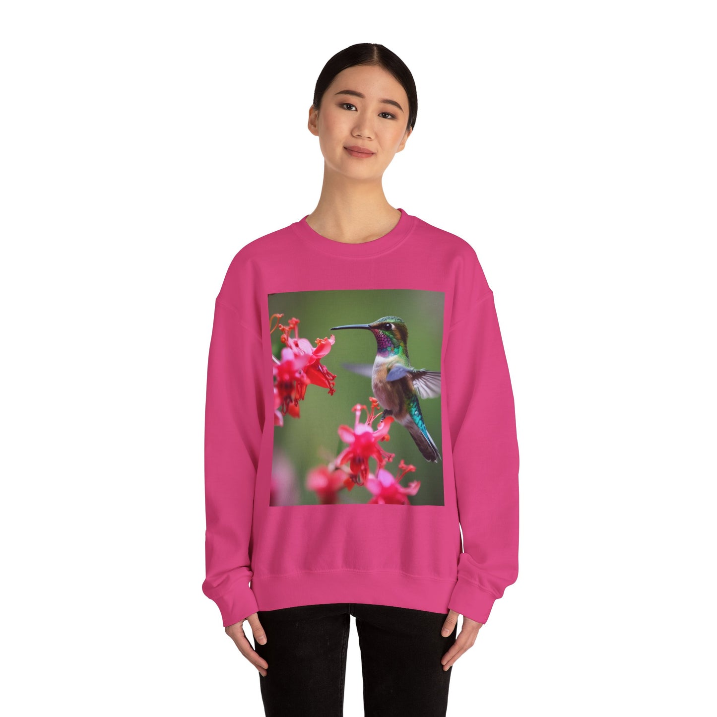Fly free hummingbird & floral crewneck sweatshirt