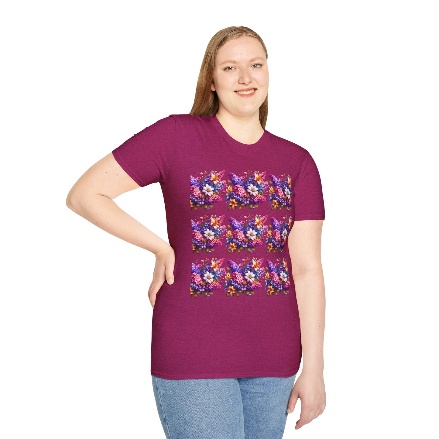 Floral Pattern Unisex Softstyle T-Shirt - Vibrant Spring Design