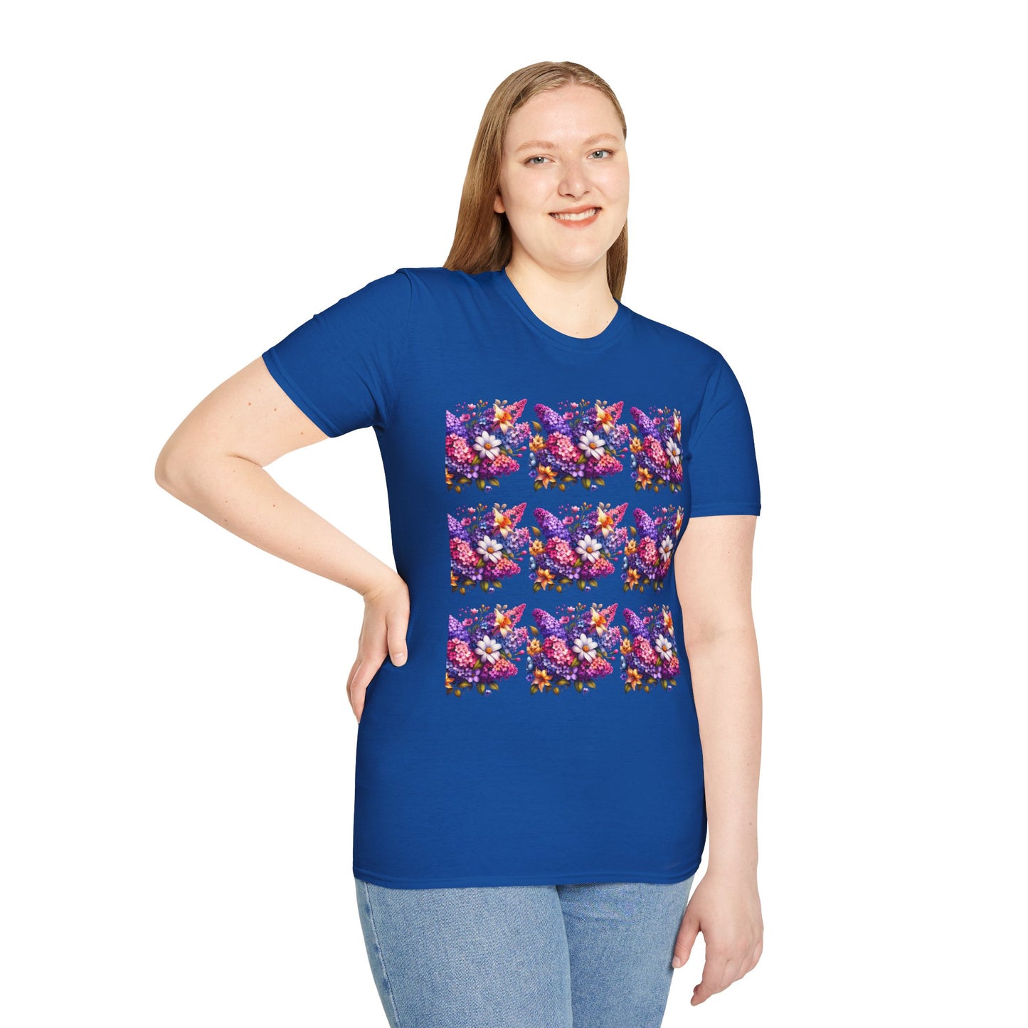 Floral Pattern Unisex Softstyle T-Shirt - Vibrant Spring Design