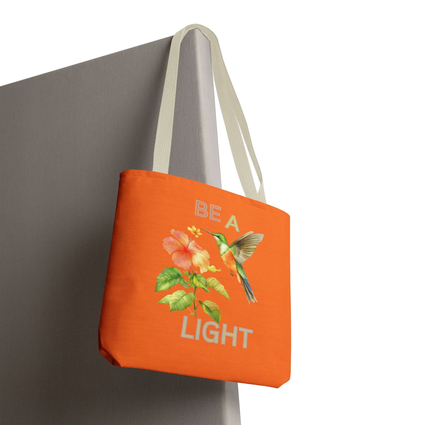 Floral Hummingbird Tote Bag - Be a Light, Eco-Friendly Shopping Bag, Summer Accessory, Gift for Nature Lovers, Inspirational Quote