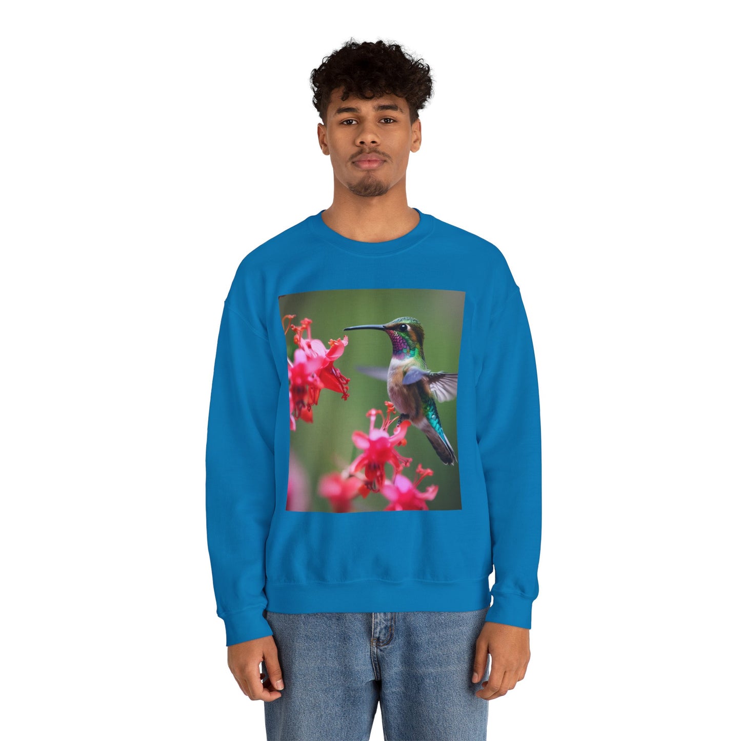 Fly free hummingbird & floral crewneck sweatshirt