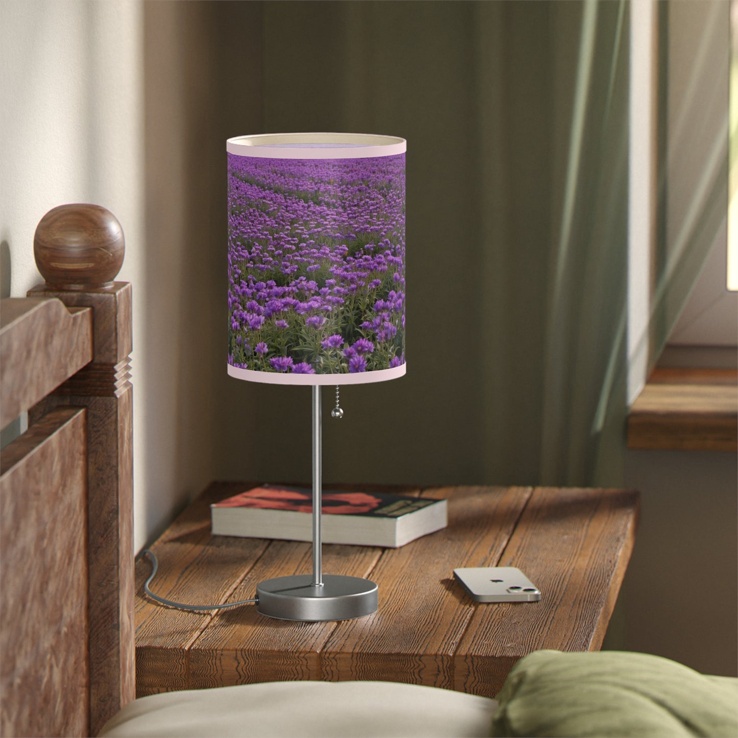 Purple Floral Table Lamp, Decorative Lighting, Home Decor, Bedroom Accessory, Gift for Her, Living Room Style