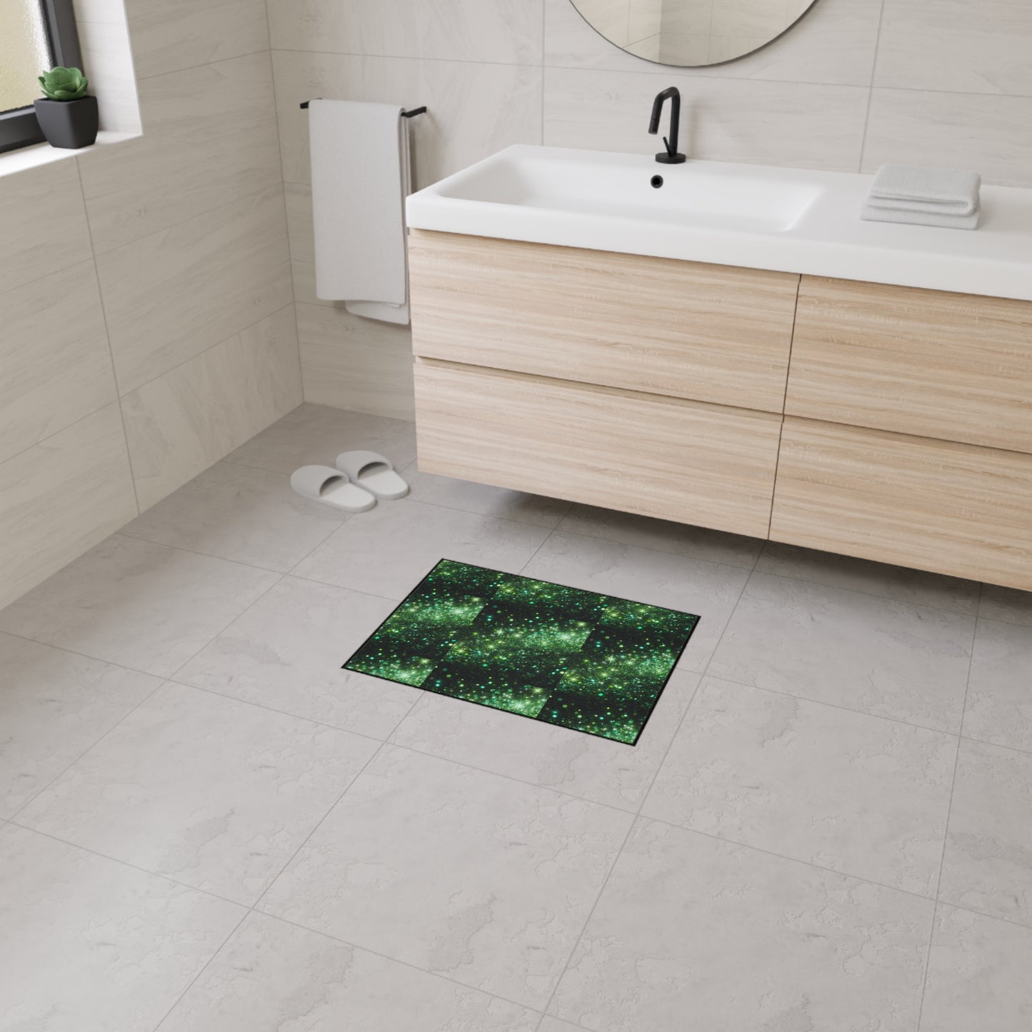 Heavy Duty Floor Mat - Textured Green Glam, Durable Entrance Rug, Eco-Friendly Home Decor, Kitchen and Office Flooring