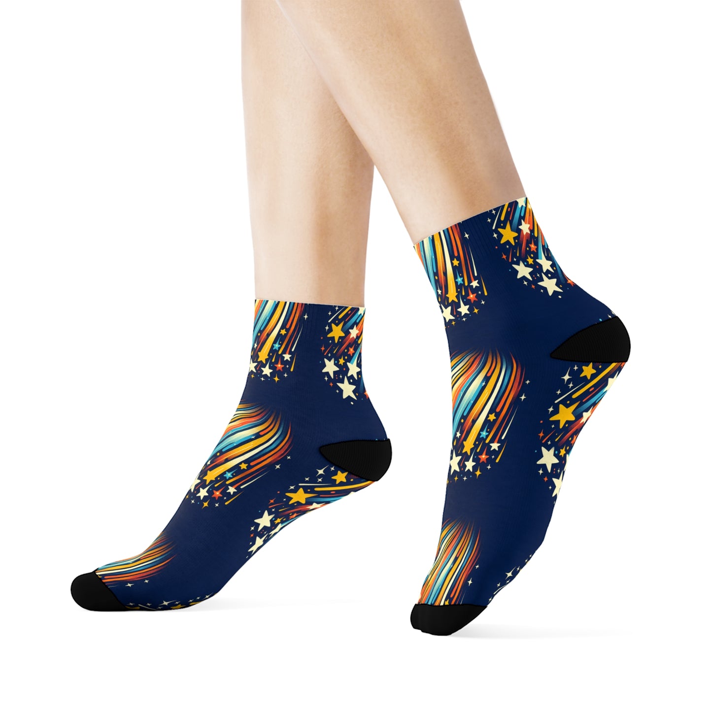 Colorful Starburst Crew Socks - Fun & Comfy Footwear for All Occasions